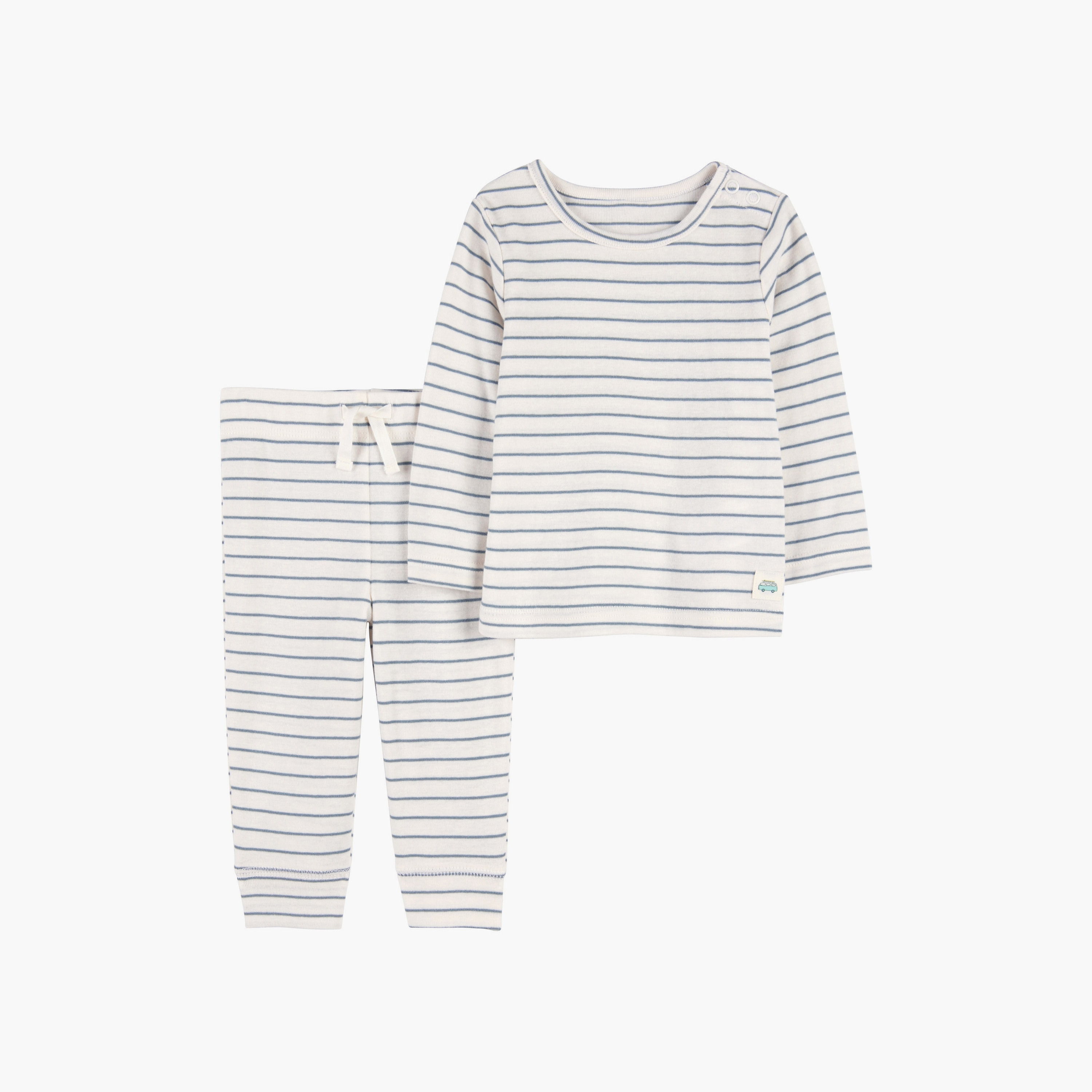 تي شيرت مخطط بأكمام طويلة من قطعتين مع بنطال ركض من كارترز-baby-boys-clothing-setsandcoords-image-1