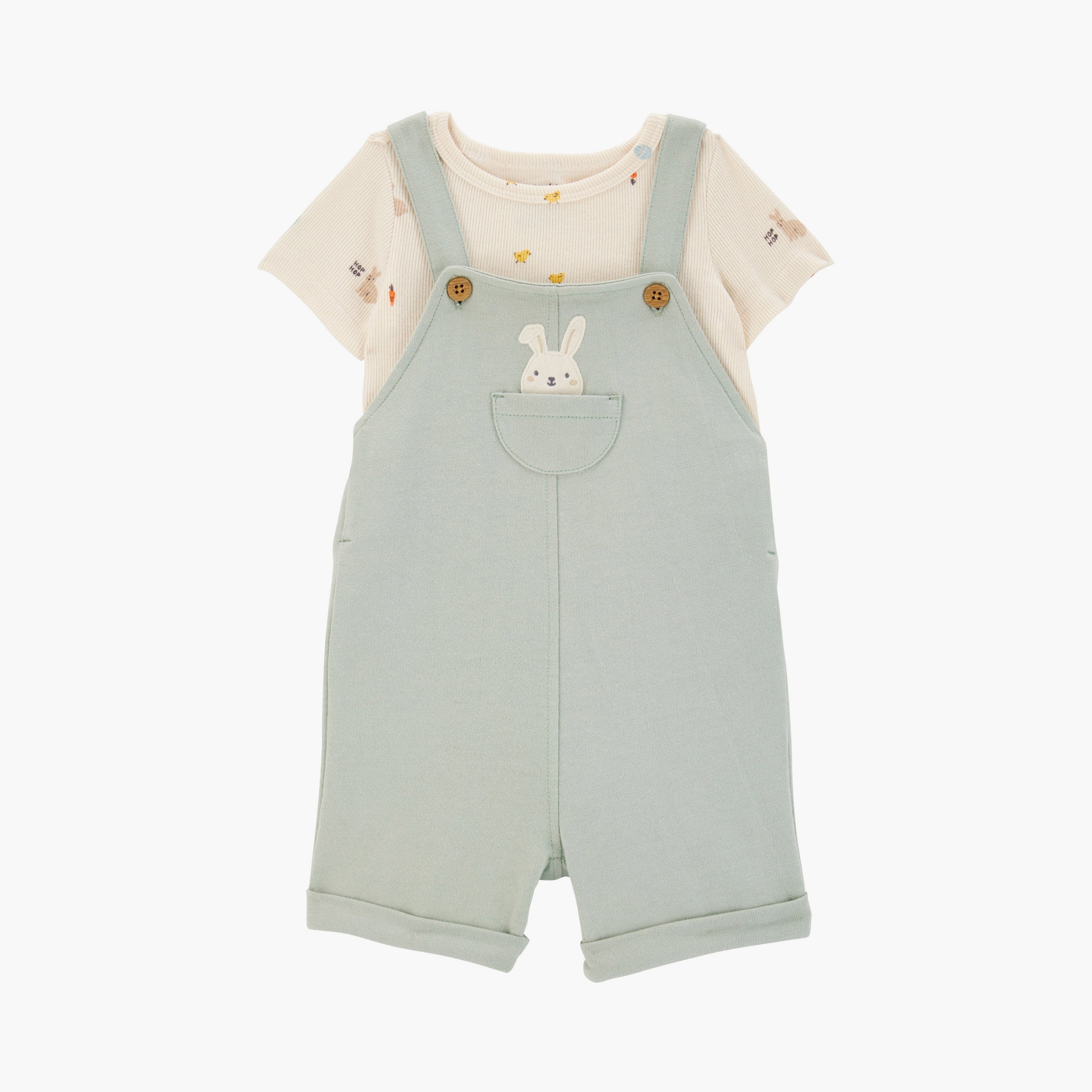 Carter's 2-Piece Bunny Printed Short Sleeves T-Shirt with Dungaree-baby-boys-clothing-setsandcoords-image-1
