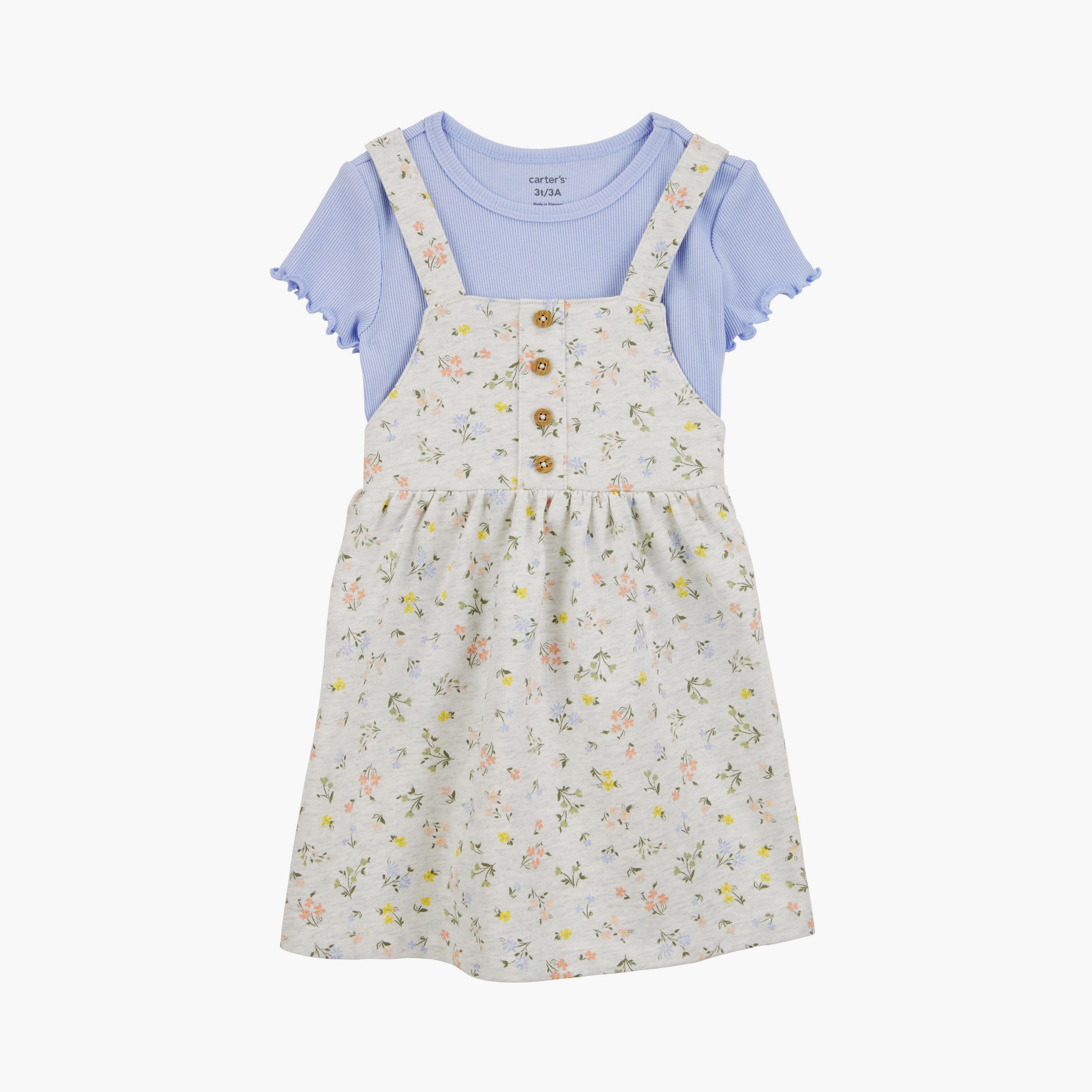 تي شيرت بطبعة زهور بأكمام قصيرة مع فستان من كارترز-baby-girls-clothing-setsandcoords-image-1