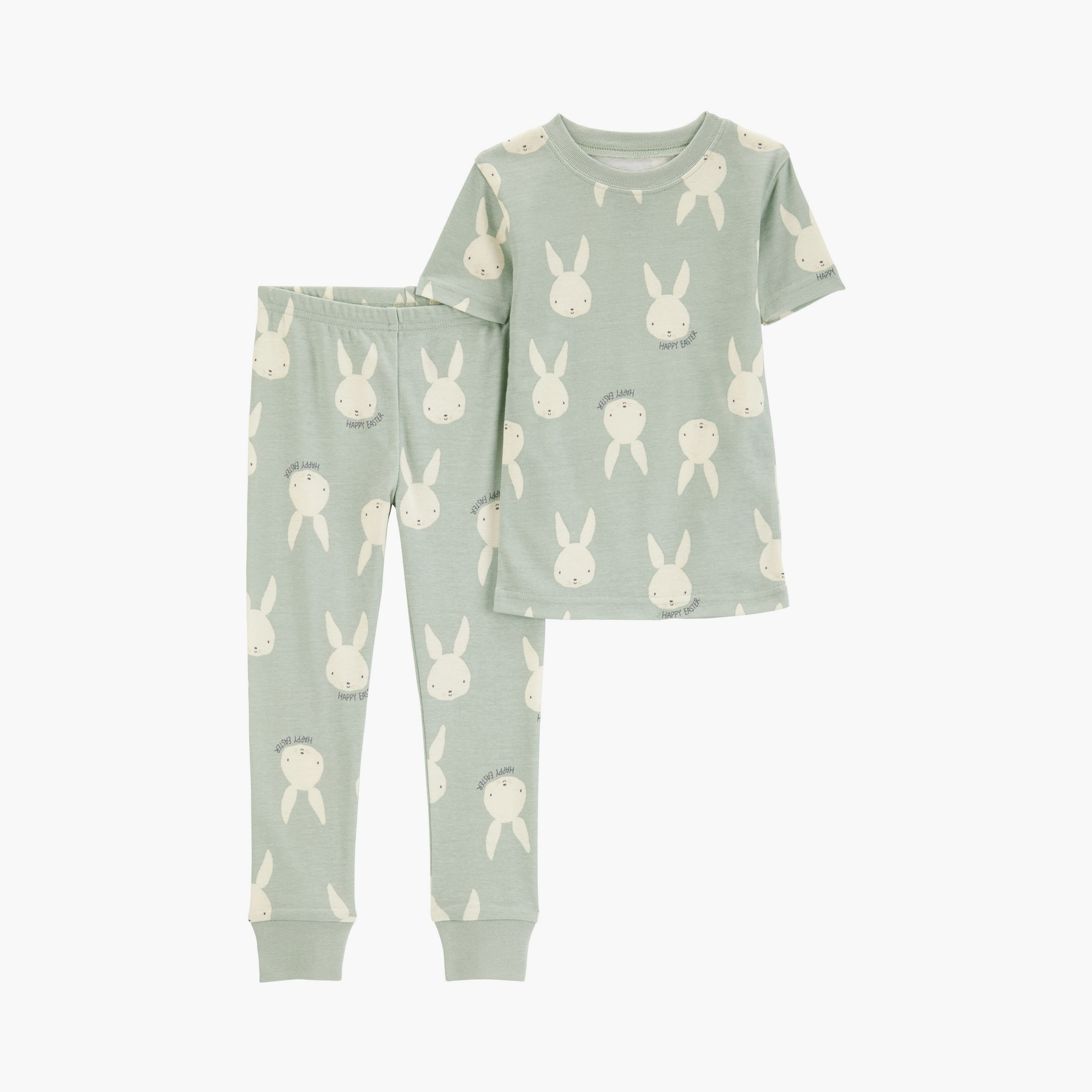 تي شيرت مكون من قطعتين بطبعة أرنب بأكمام قصيرة وبنطلون ركض من كارترز-baby-boys-clothing-nightwear-pyjamasets-image-1