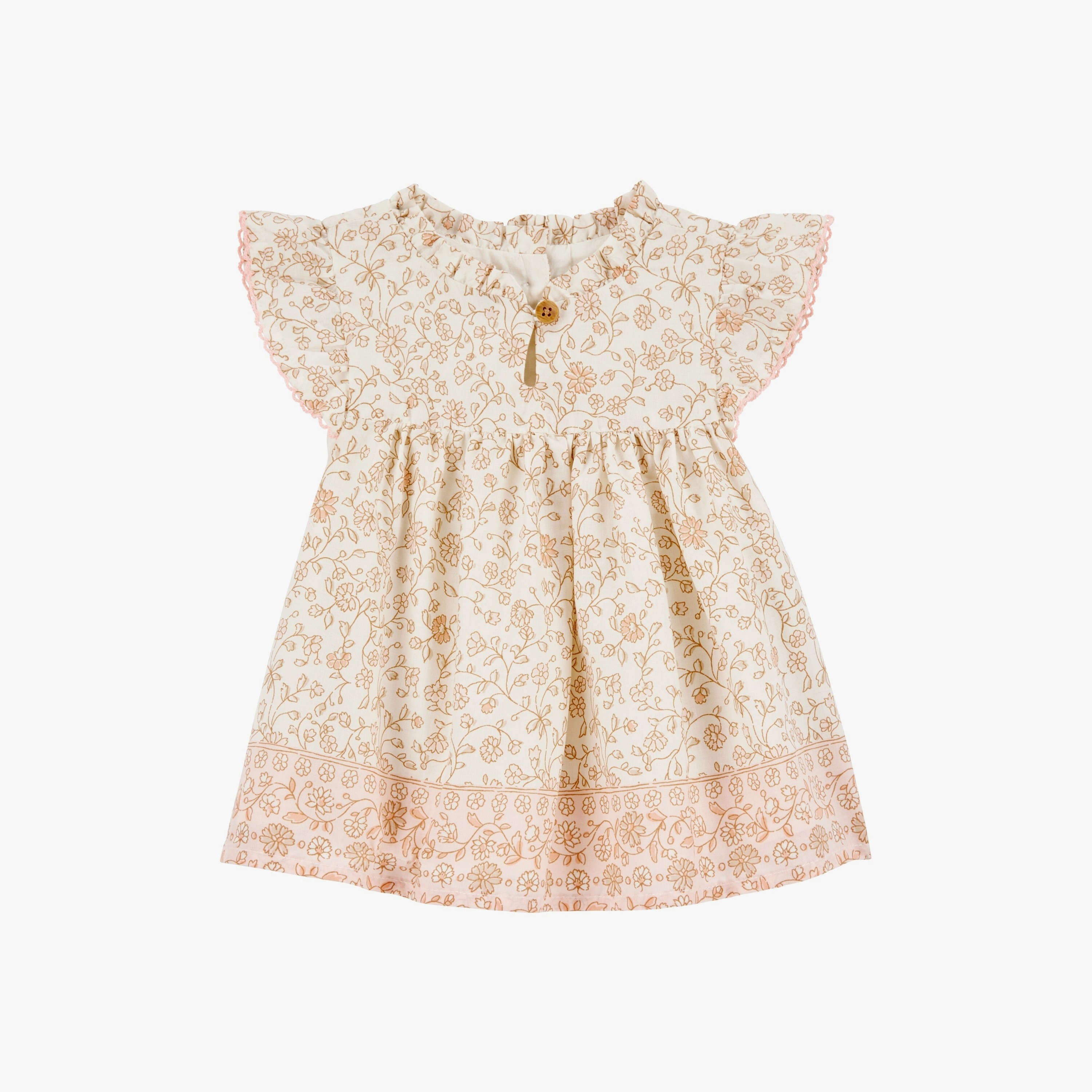 فستان بأكمام قصيرة مطبوع عليه زهور مع غطاء حفاضات من كارترز-girls-clothing-setsandcoords-image-1