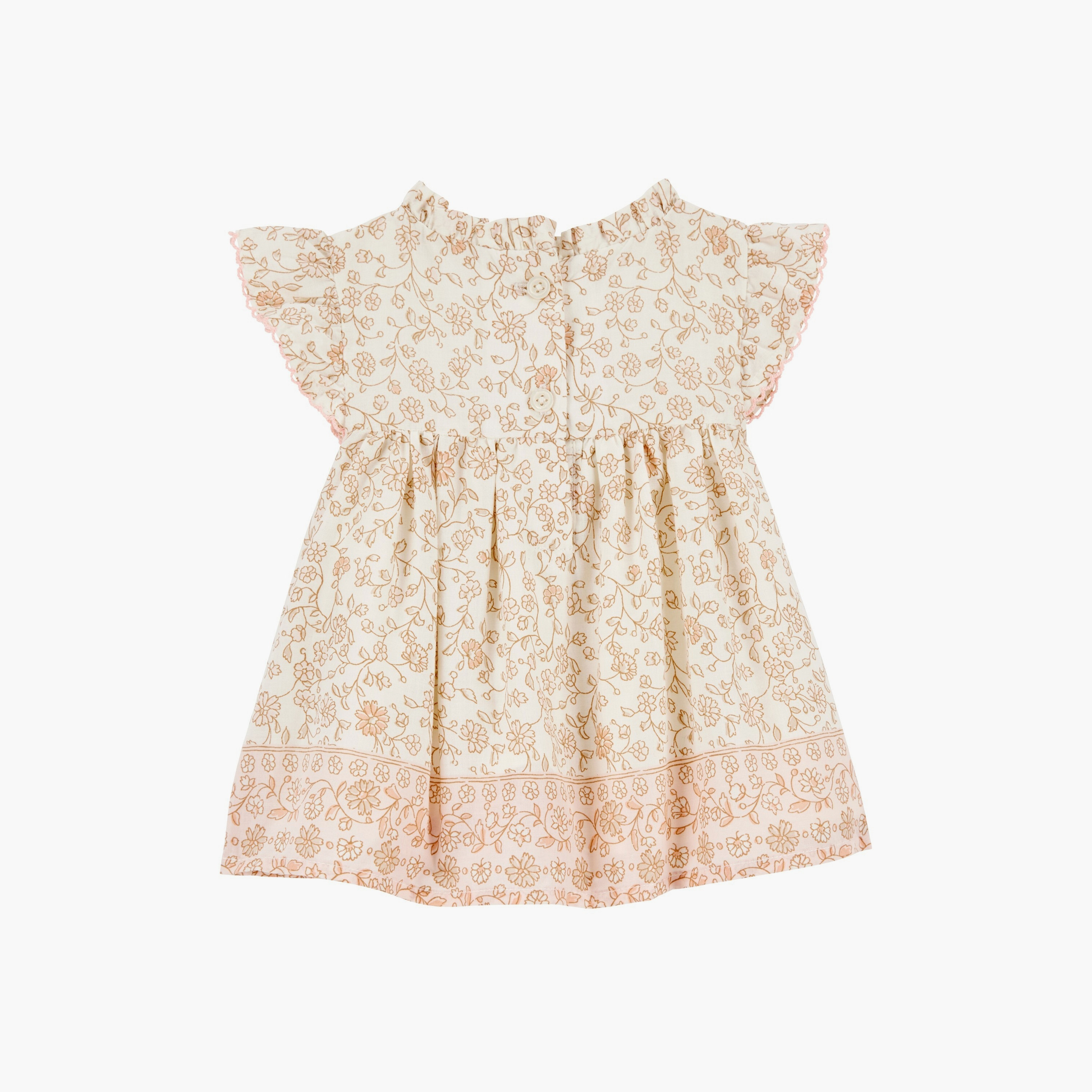 فستان بأكمام قصيرة مطبوع عليه زهور مع غطاء حفاضات من كارترز-girls-clothing-setsandcoords-image-2