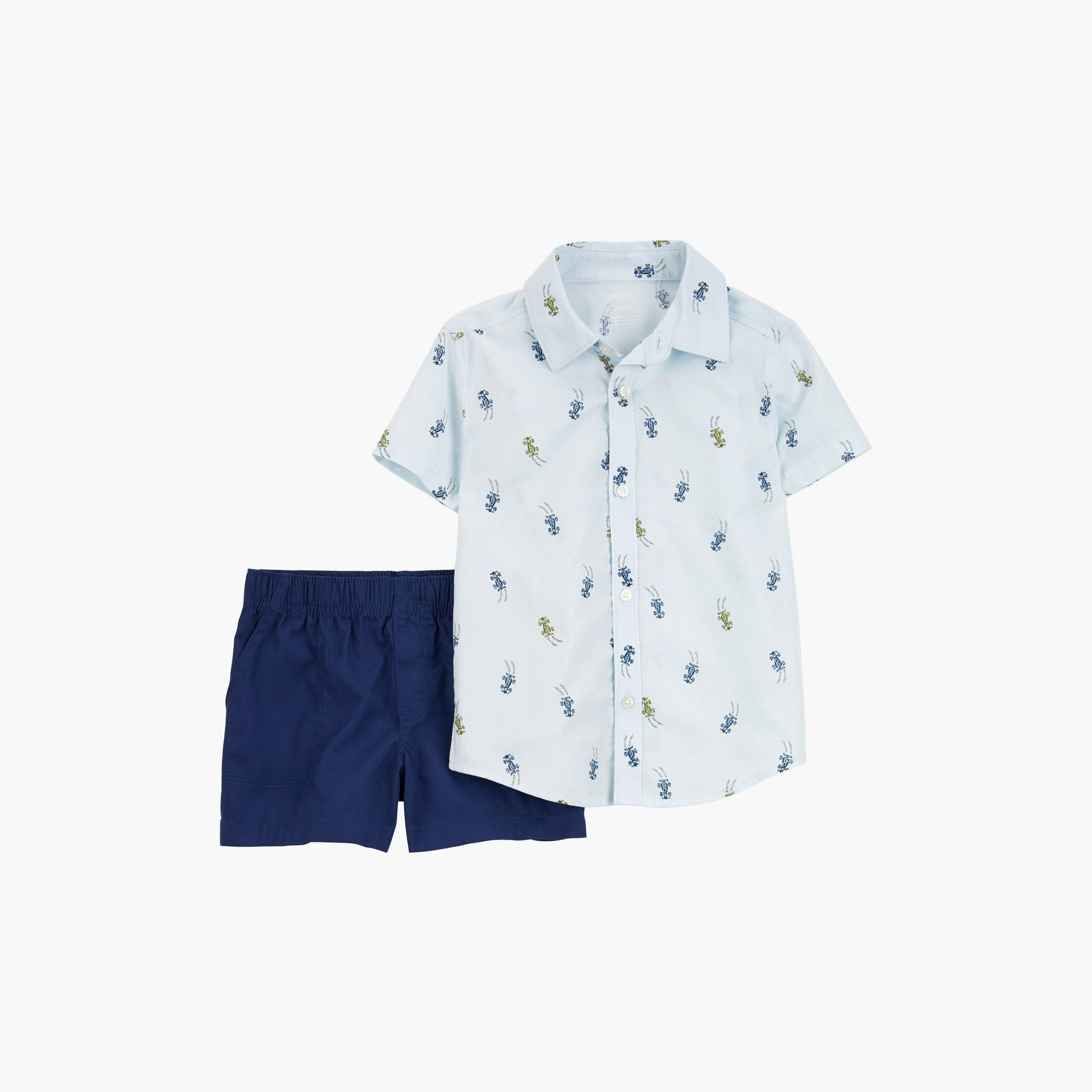 قميص مطبوع مكون من قطعتين بأكمام قصيرة مع شورت من كارترز-baby-boys-clothing-setsandcoords-image-1