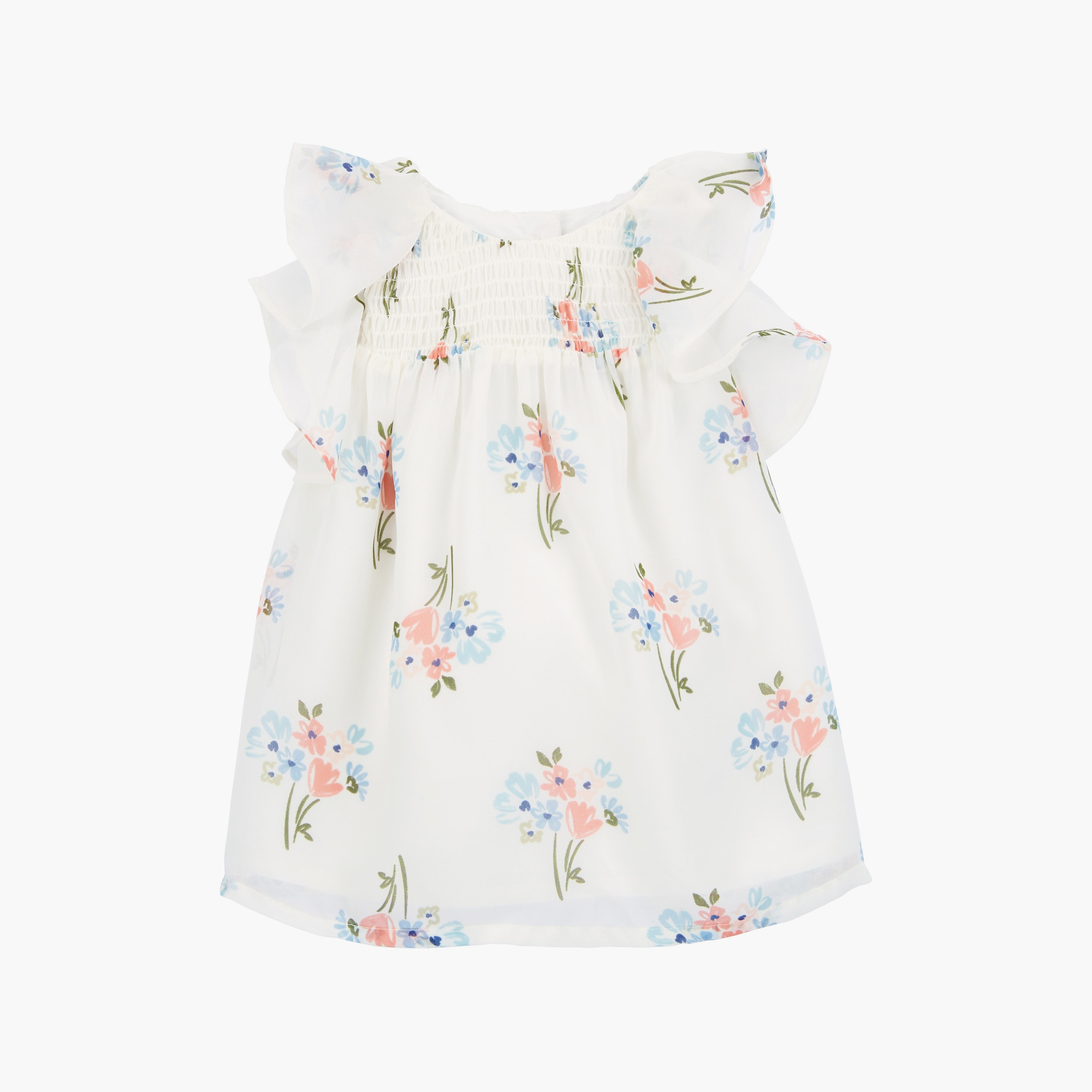فستان مكون من قطعتين بطبعة زهور وأكمام قصيرة مع غطاء حفاضات من كارترز-baby-girls-clothing-dressesandjumpsuits-image-1