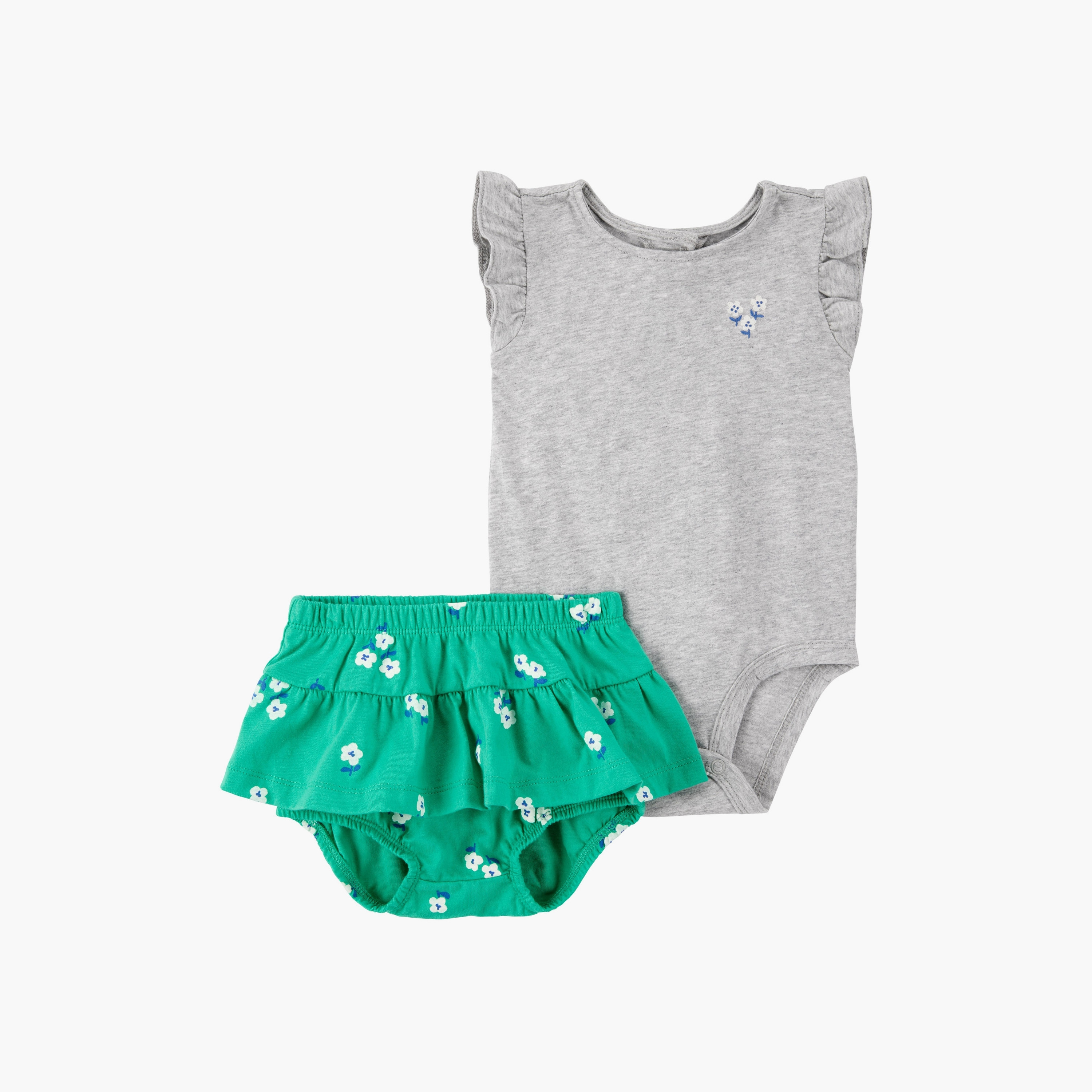 بودي سوت مكونة من قطعتين بطبعة زهور وأكمام قصيرة مع شورت من كارترز-baby-girls-clothing-setsandcoords-image-1