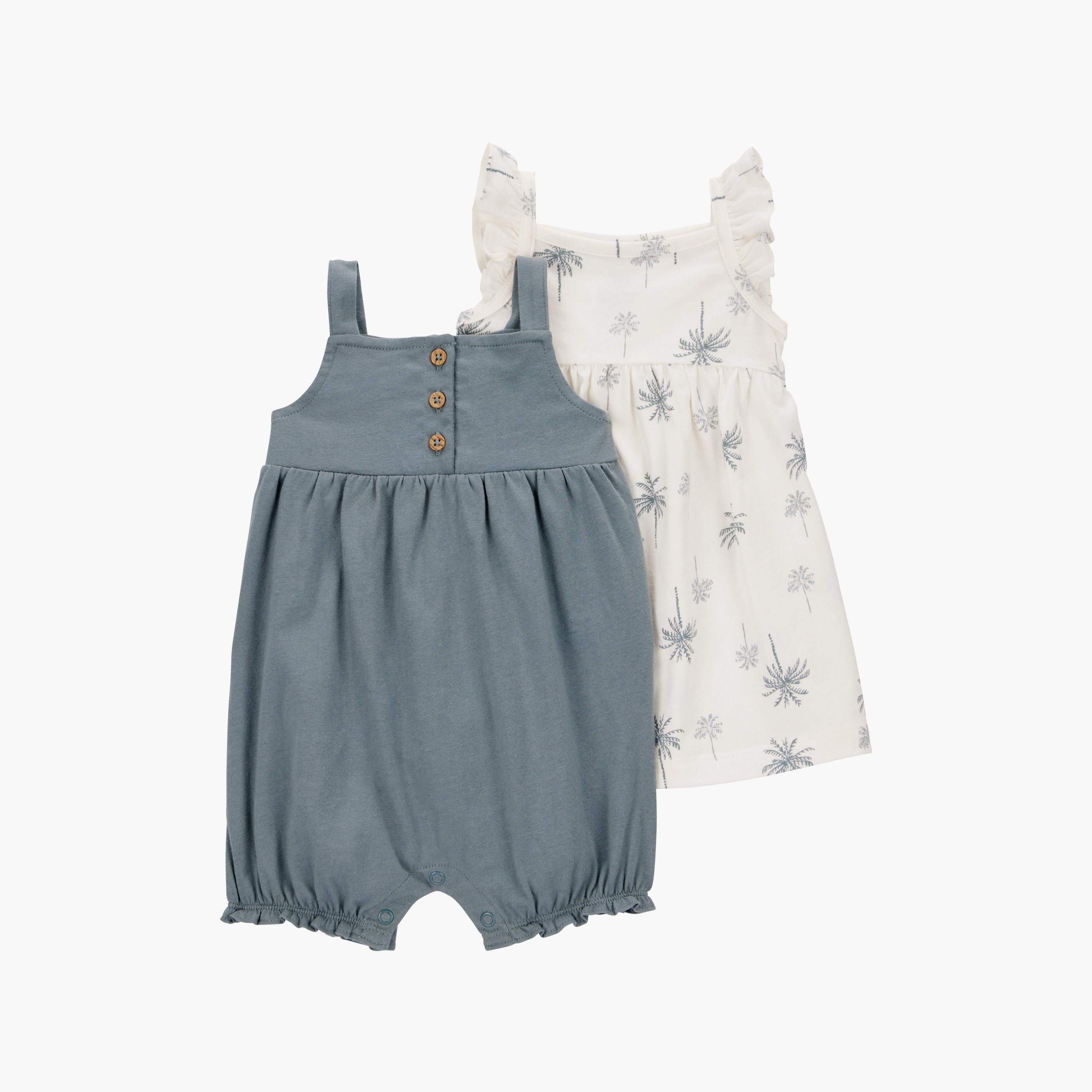 فستان مطبوع بأكمام قصيرة مكون من 3 قطع، رومبير مع غطاء حفاضات من كارترز-baby-girls-clothing-setsandcoords-image-1