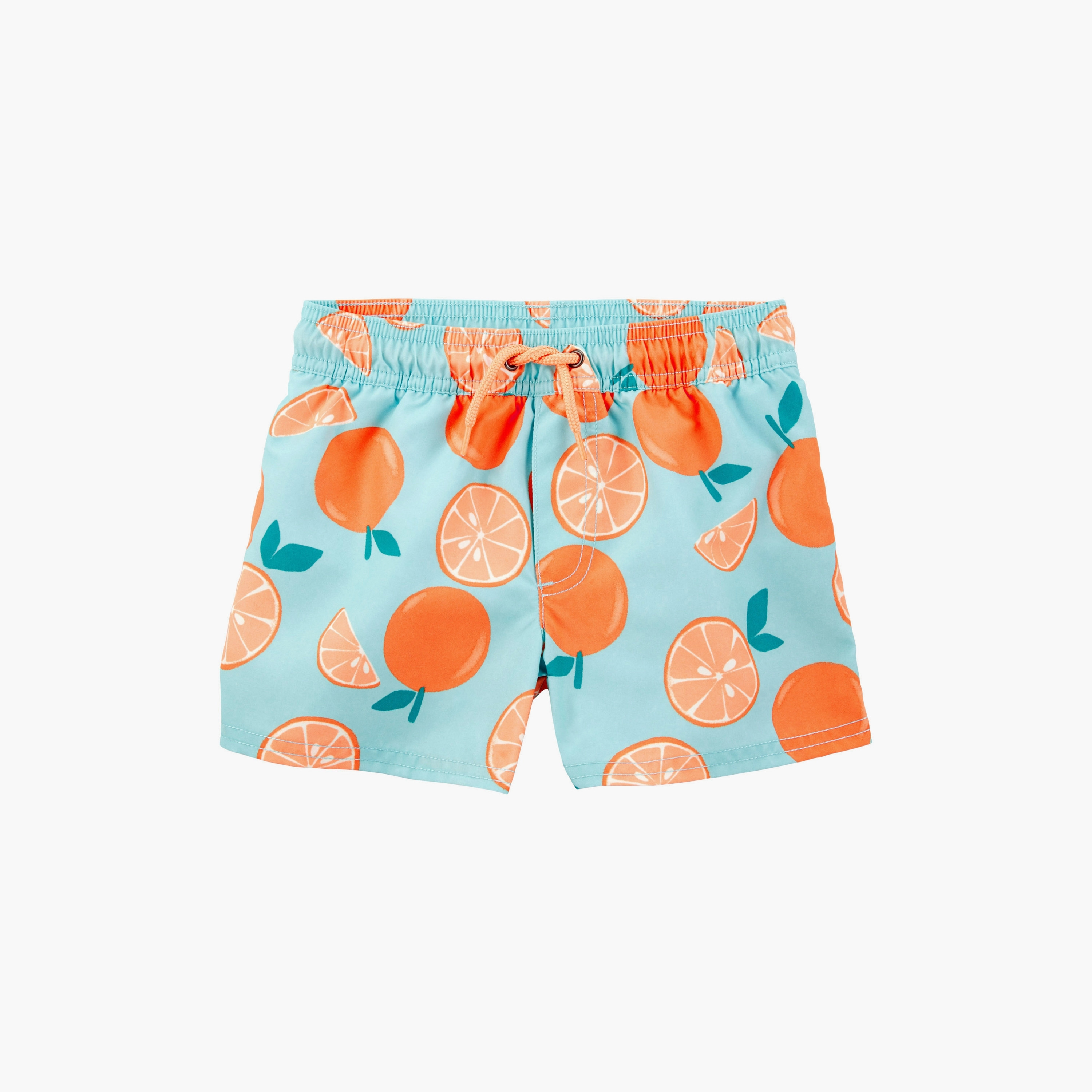 تي شيرت مكون من قطعتين مطبوع باللون البرتقالي بأكمام طويلة مع شورت من كارترز-baby-boys-clothing-swimwear-image-2