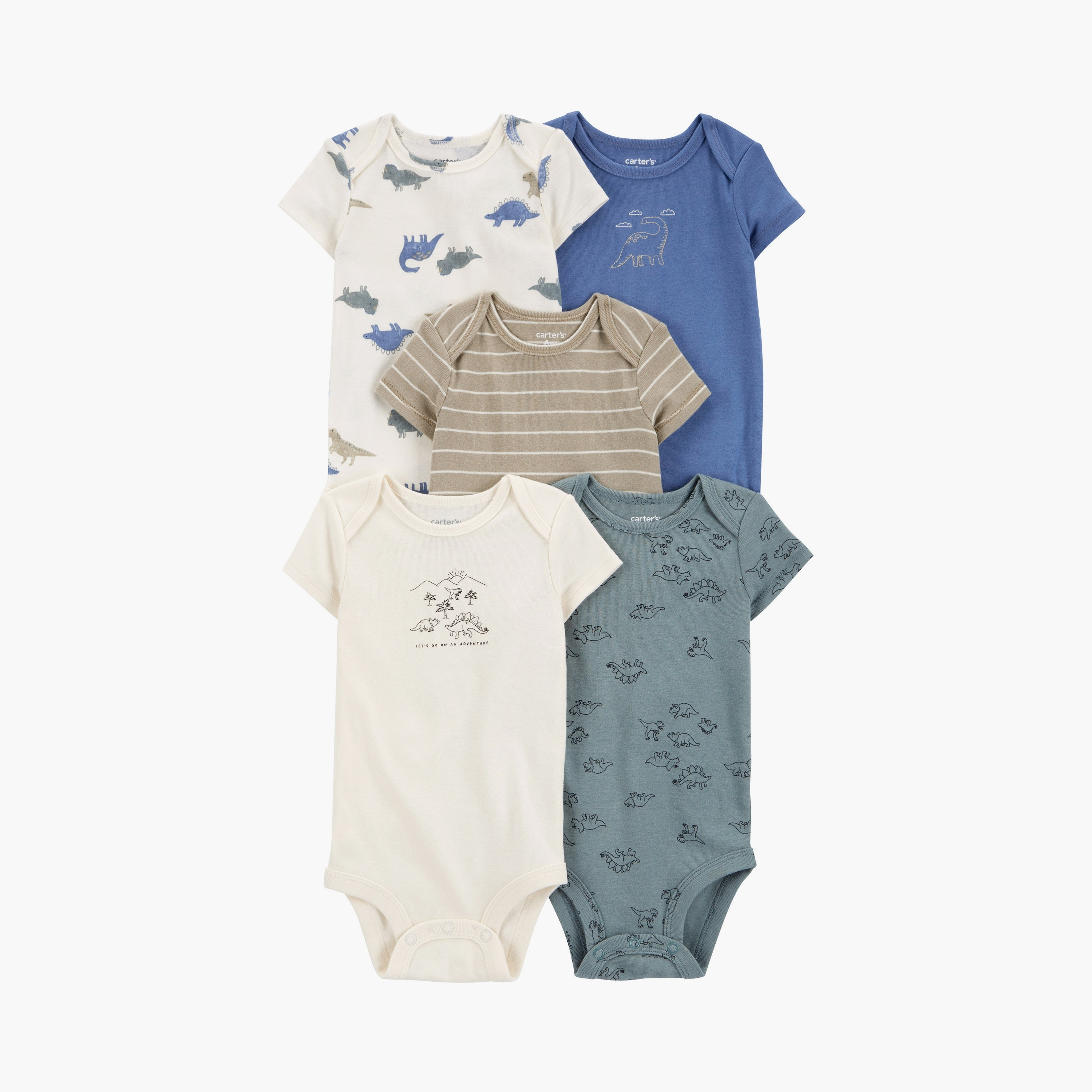 بودي سوت مكون من 5 قطع بطبعة ديناصور بأكمام قصيرة من كارترز-baby-boys-clothing-multipacks-image-1