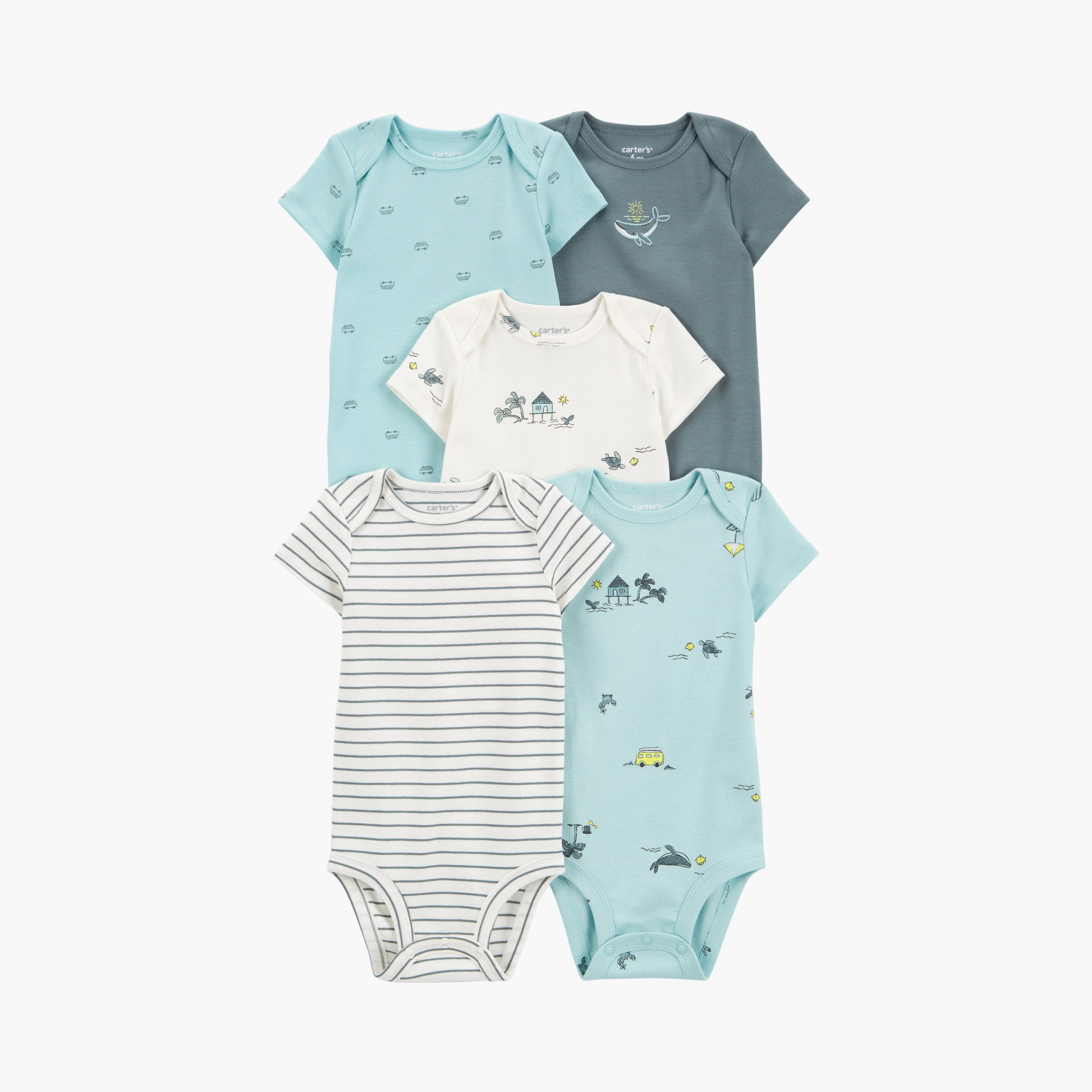 بودي سوت مطبوعة ذات الأكمام القصيرة مكونة من 5 قطع من كارترز-baby-boys-clothing-multipacks-image-1