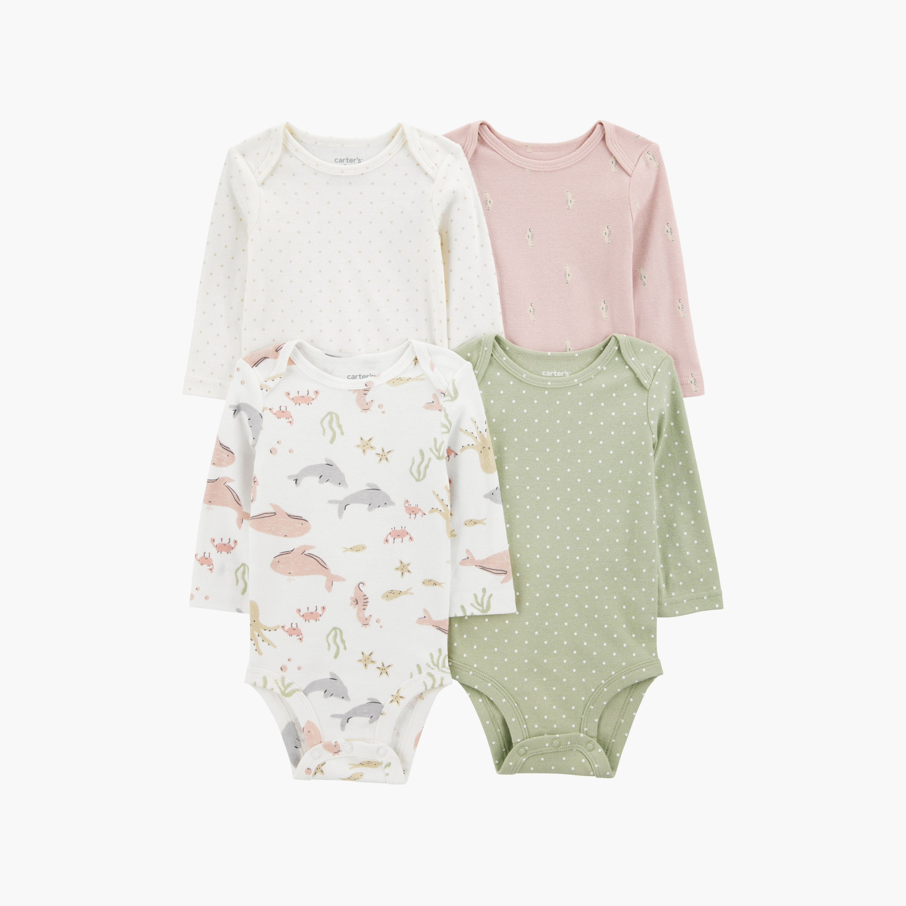 بودي سوت مطبوعة ذات الأكمام القصيرة مكونة من 4 قطع من كارترز-baby-girls-clothing-bodysuits-image-1