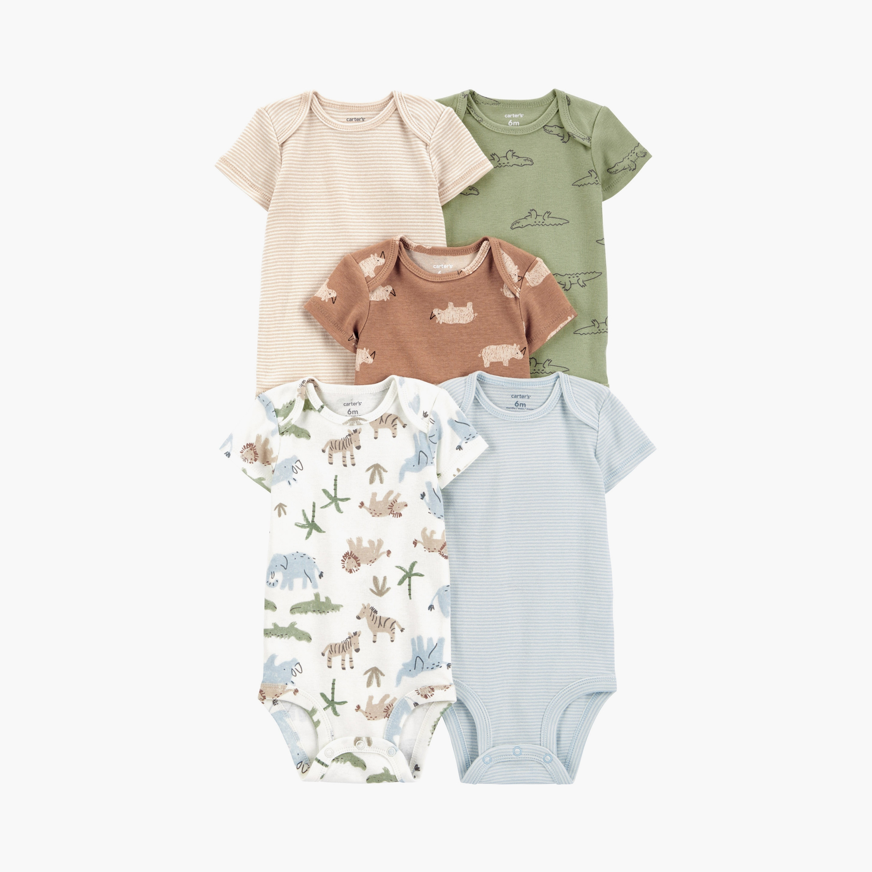 بودي سوت بطبعة سفاري بأكمام قصيرة مكونة من 5 قطع من كارترز-baby-boys-clothing-multipacks-image-1