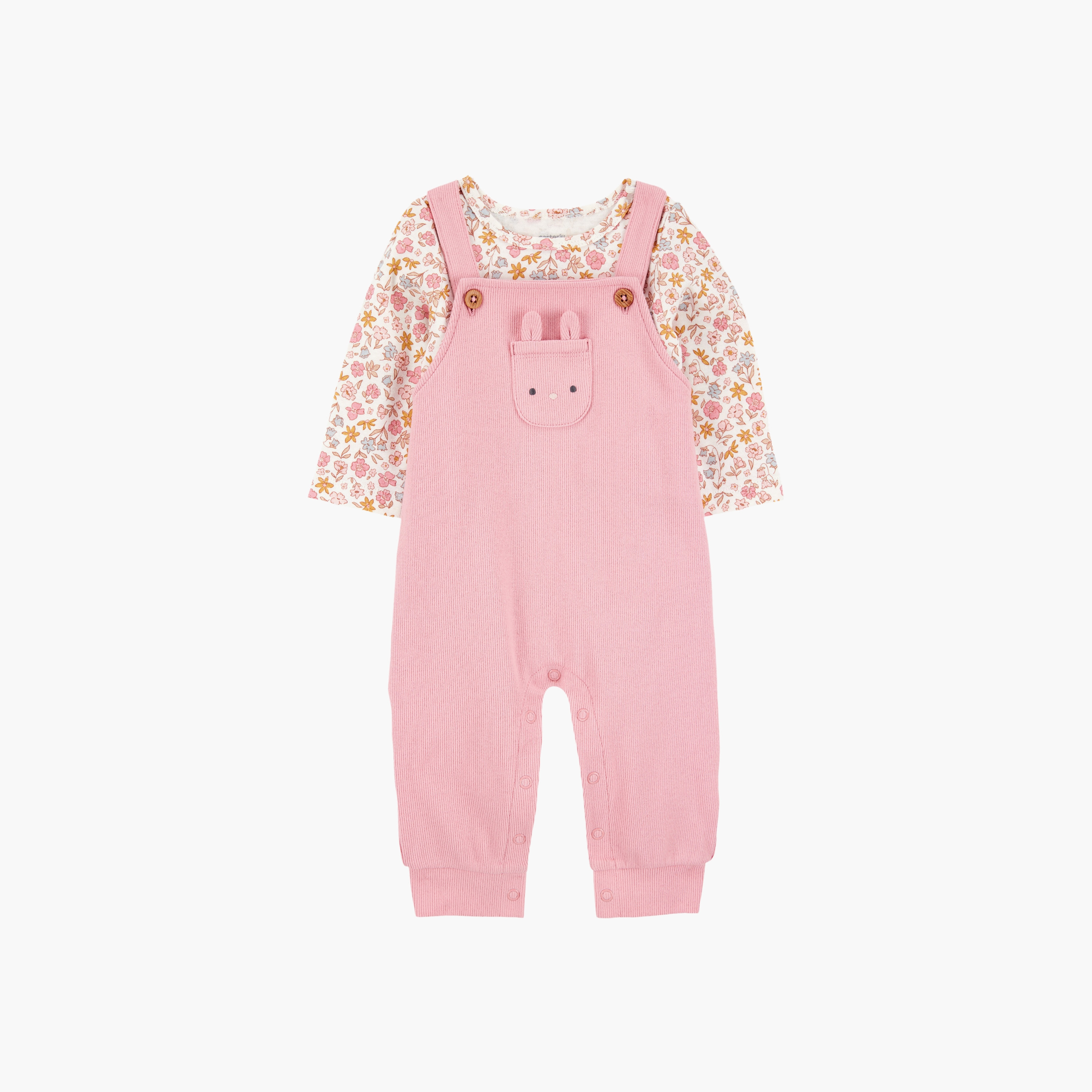 طقم مكون من بلوزة بطبعة زهور ودنغري قطعتين من كارترز-baby-girls-clothing-setsandcoords-image-1