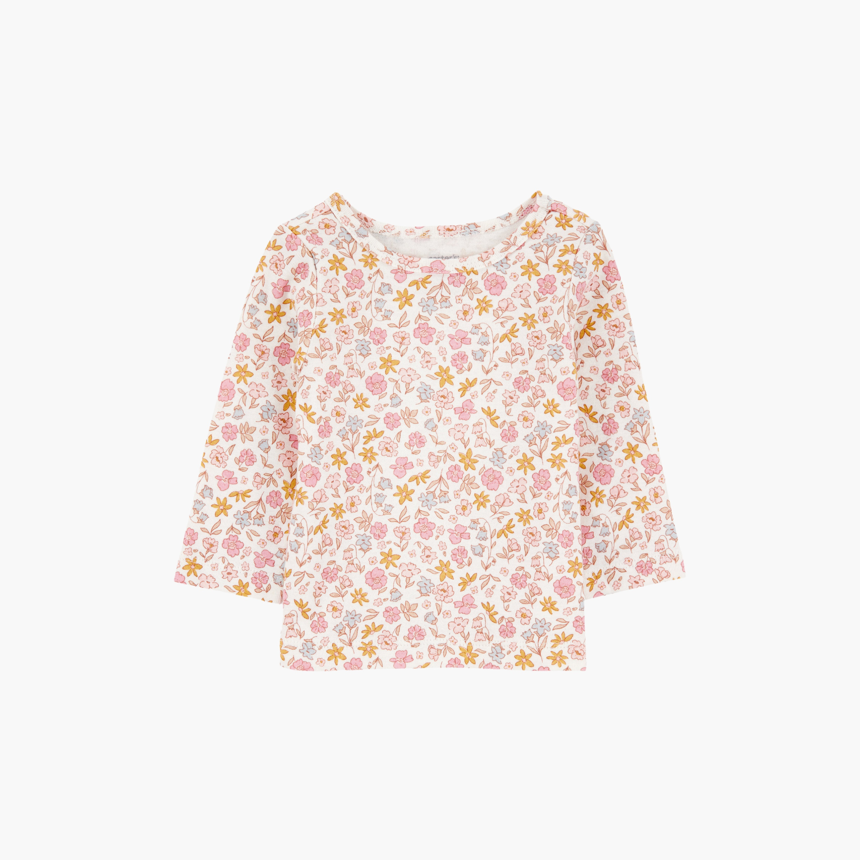 طقم مكون من بلوزة بطبعة زهور ودنغري قطعتين من كارترز-baby-girls-clothing-setsandcoords-image-3