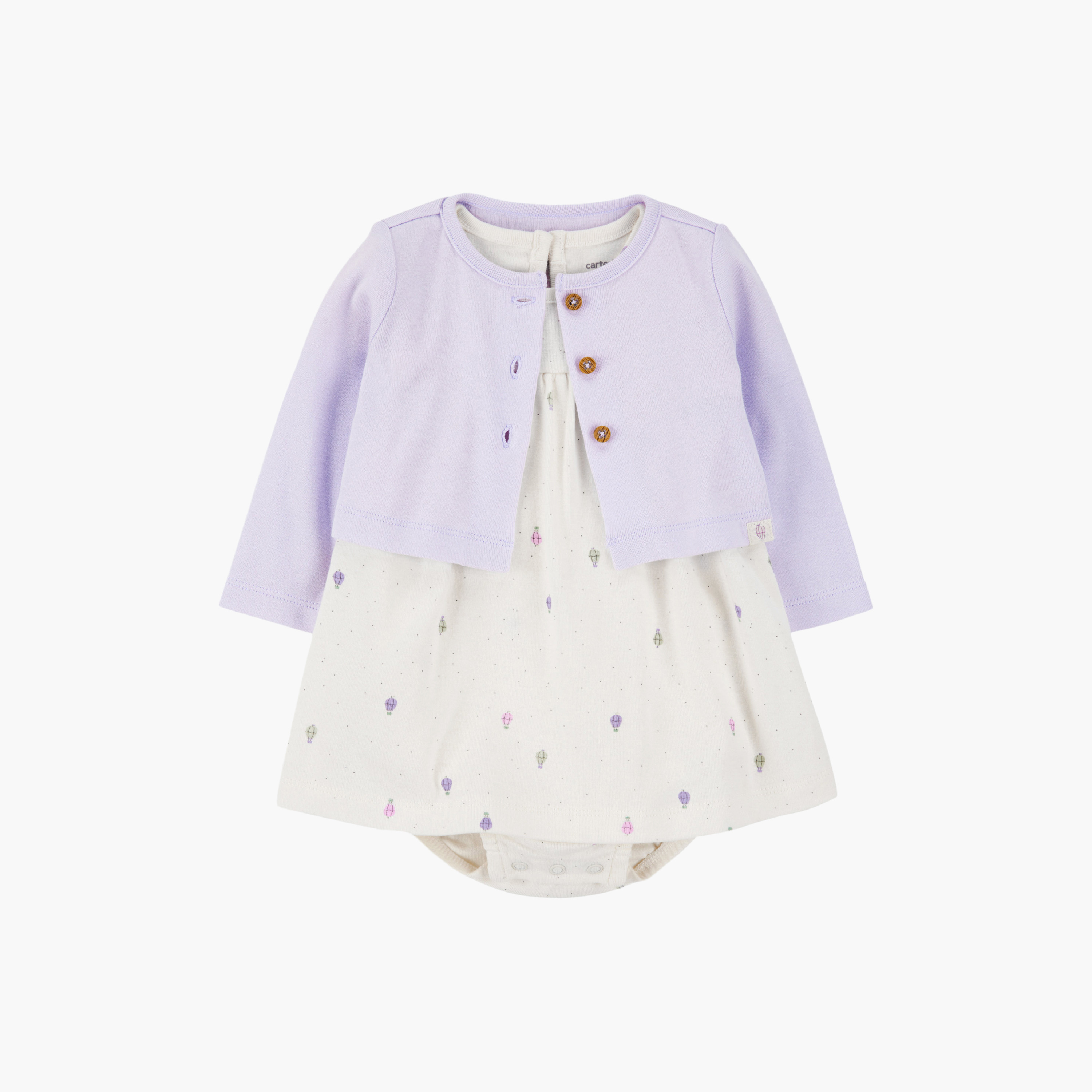 طقم مكون من بودي سوت بطبعة منطاد وكارديجان قطعتين من كارترز-baby-girls-clothing-setsandcoords-image-1