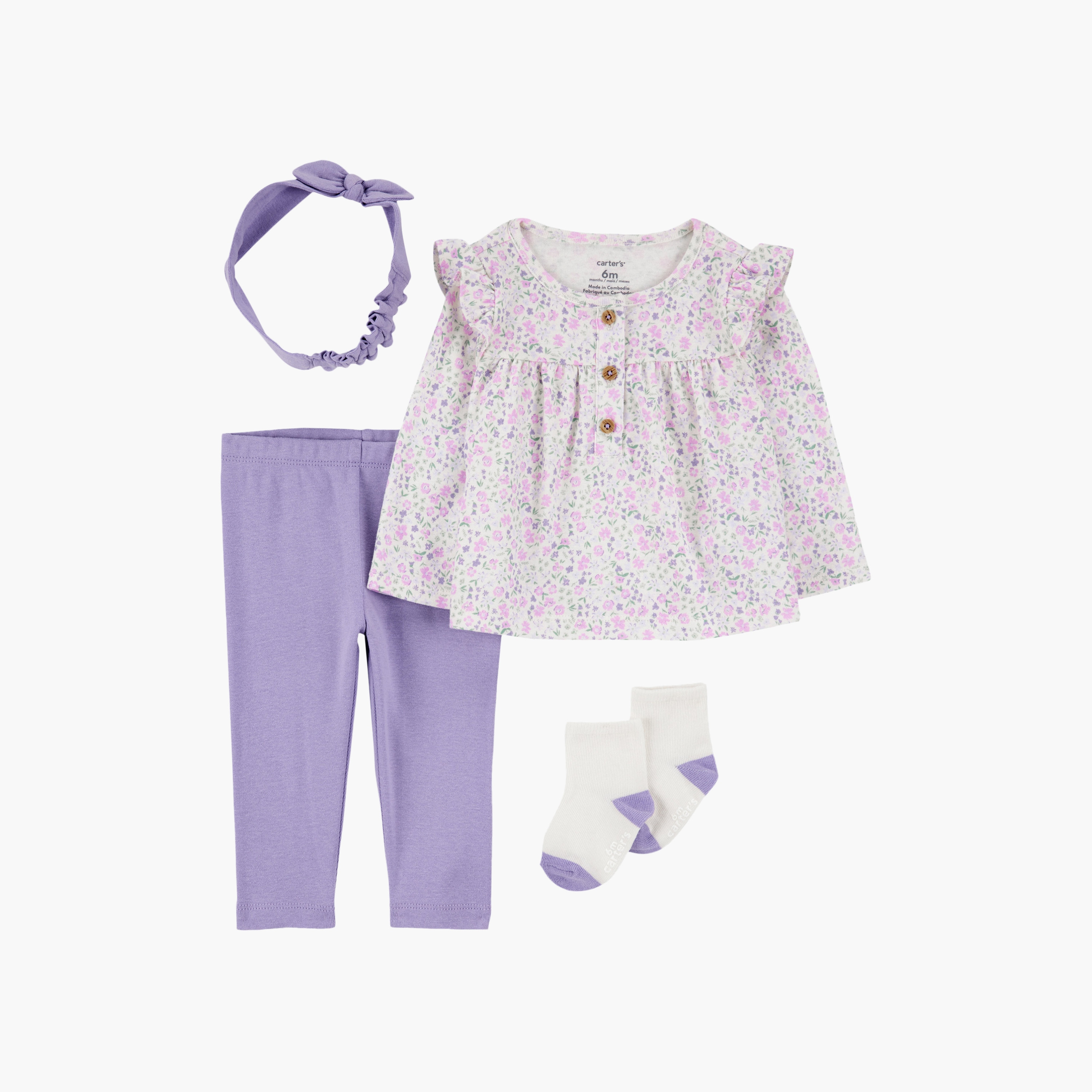 طقم ملابس أطفال بطبعة زهور مكون من 5 قطع من كارترز-baby-girls-clothing-setsandcoords-image-1