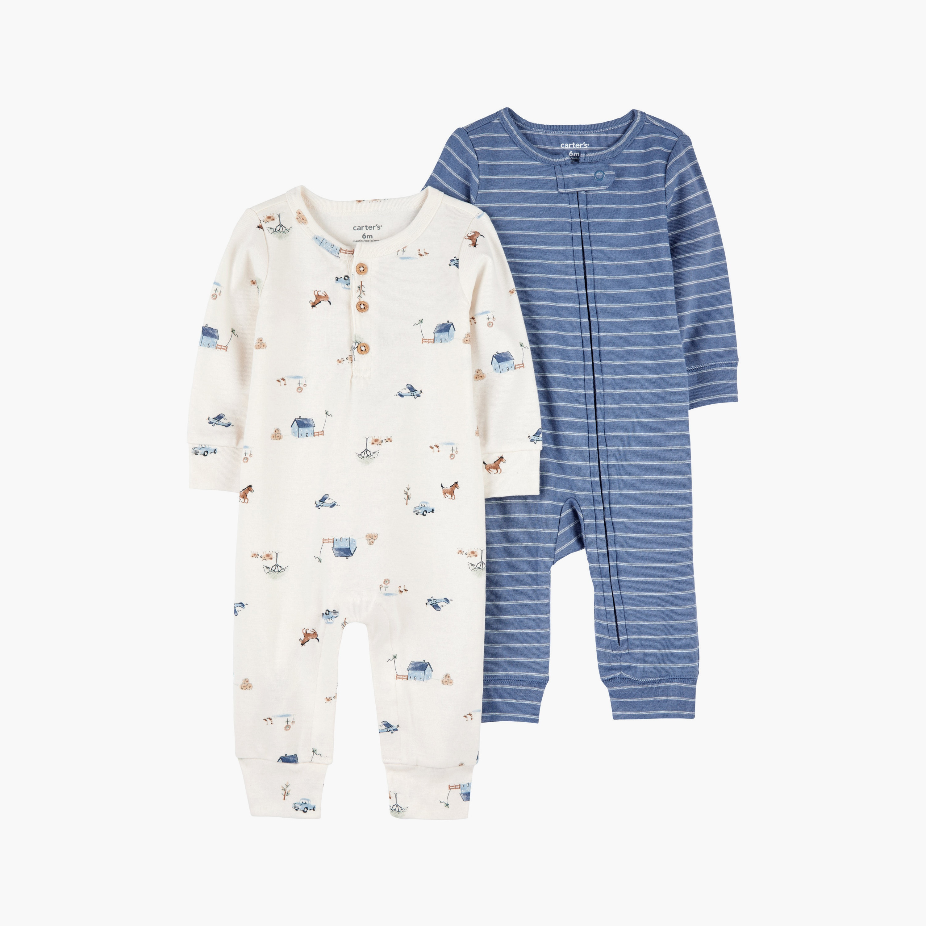 طقم جمبسوت بتصميم مخطط قطعتين من كارترز-baby-girls-clothing-dressesandjumpsuits-image-1