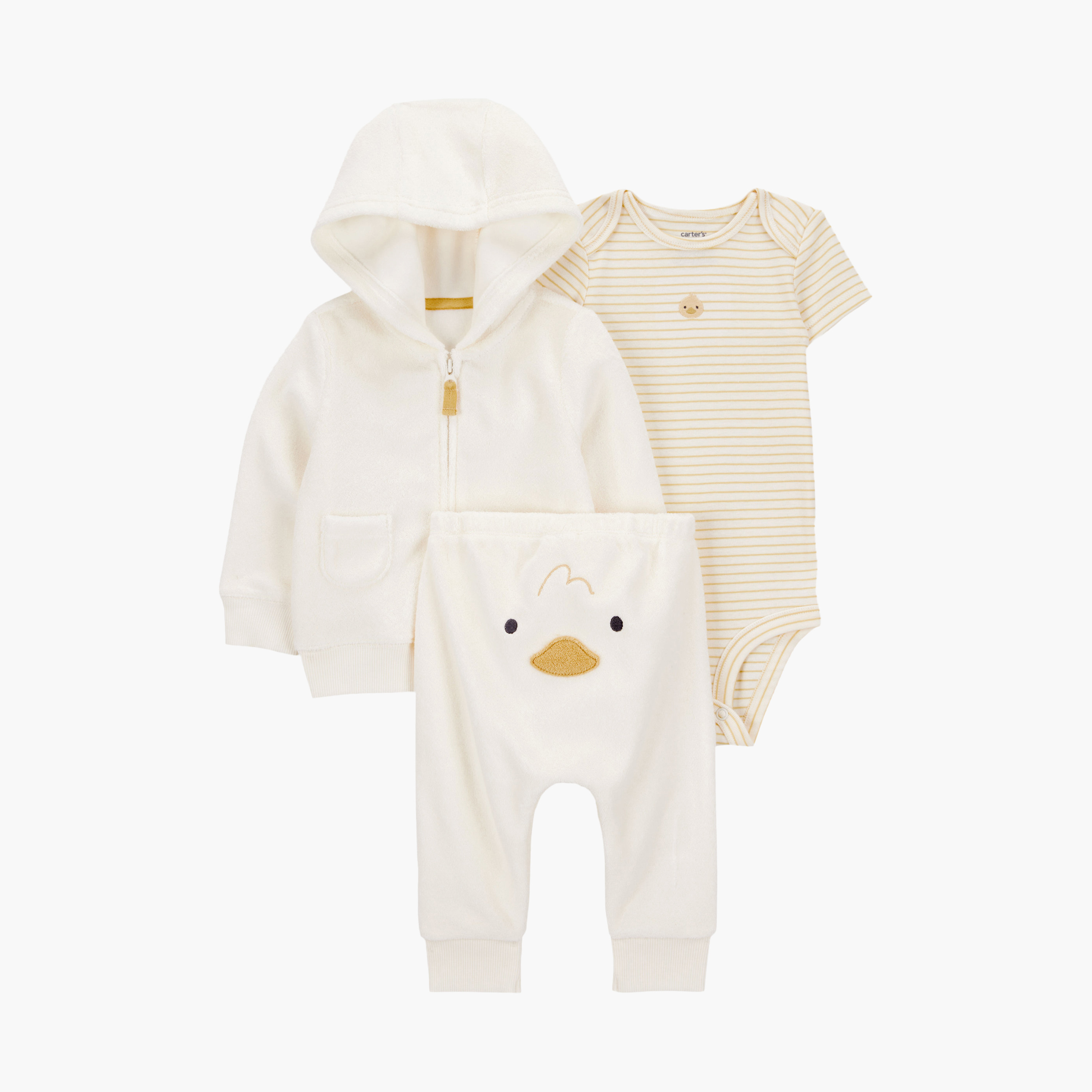 طقم مكون من بودي سوت مخطط وكارديجان بغطاء رأس 3 قطع من كارترز-baby-boys-clothing-setsandcoords-image-1