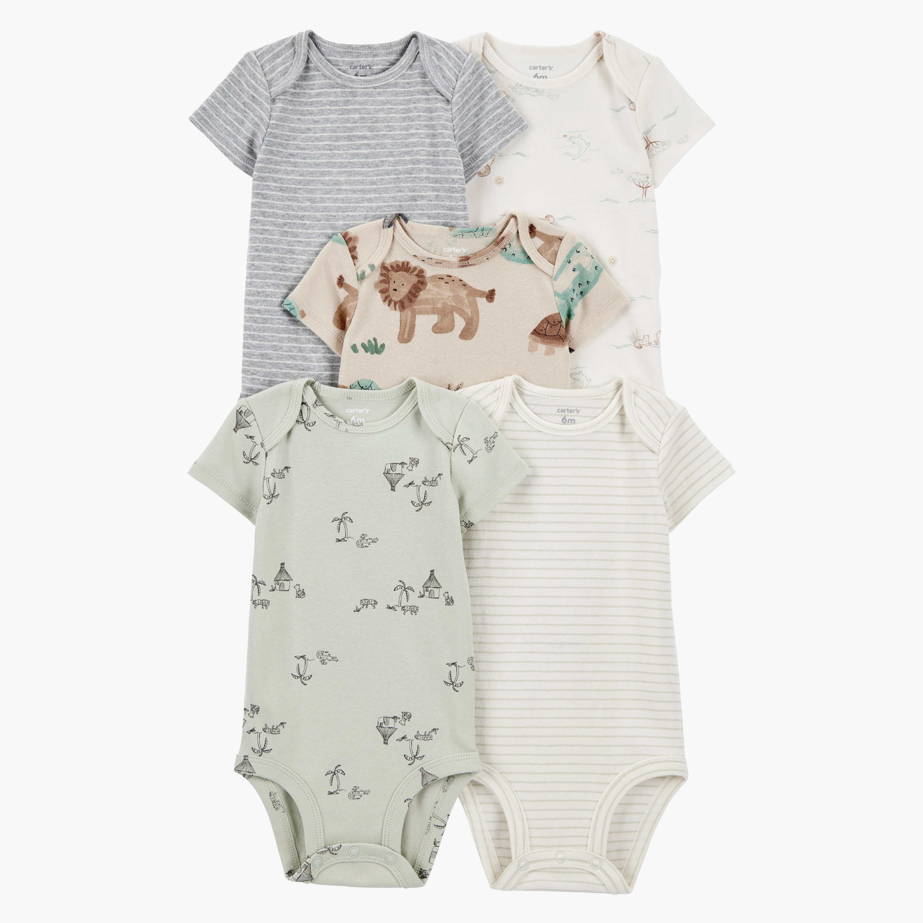 Carter's 5-Piece Floral Printed Bodysuit Set-baby-boys-clothing-bodysuits-image-1