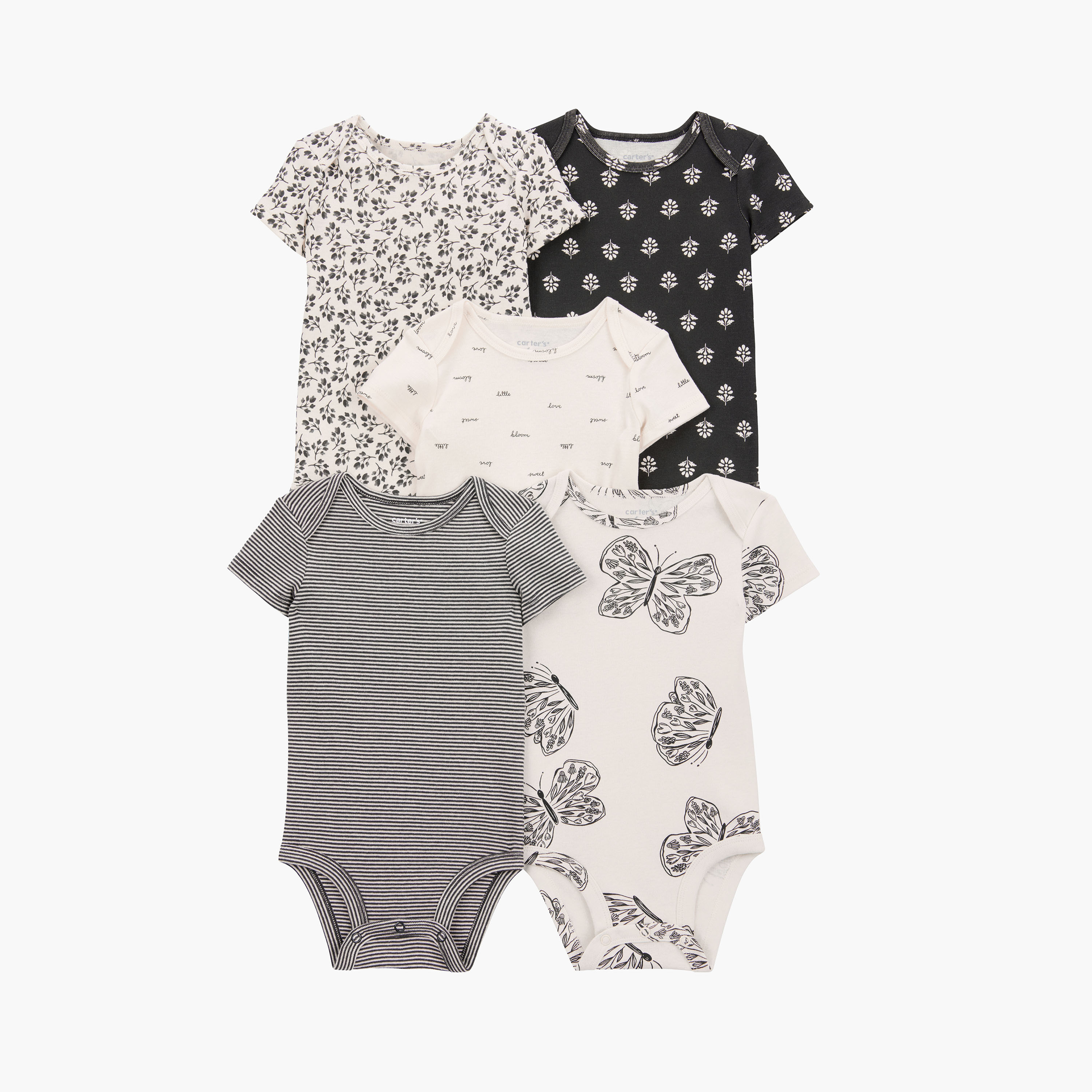 طقم بودي سوت بطبعة فراشة مكون من 5 قطع من كارترز-baby-girls-clothing-bodysuits-image-1