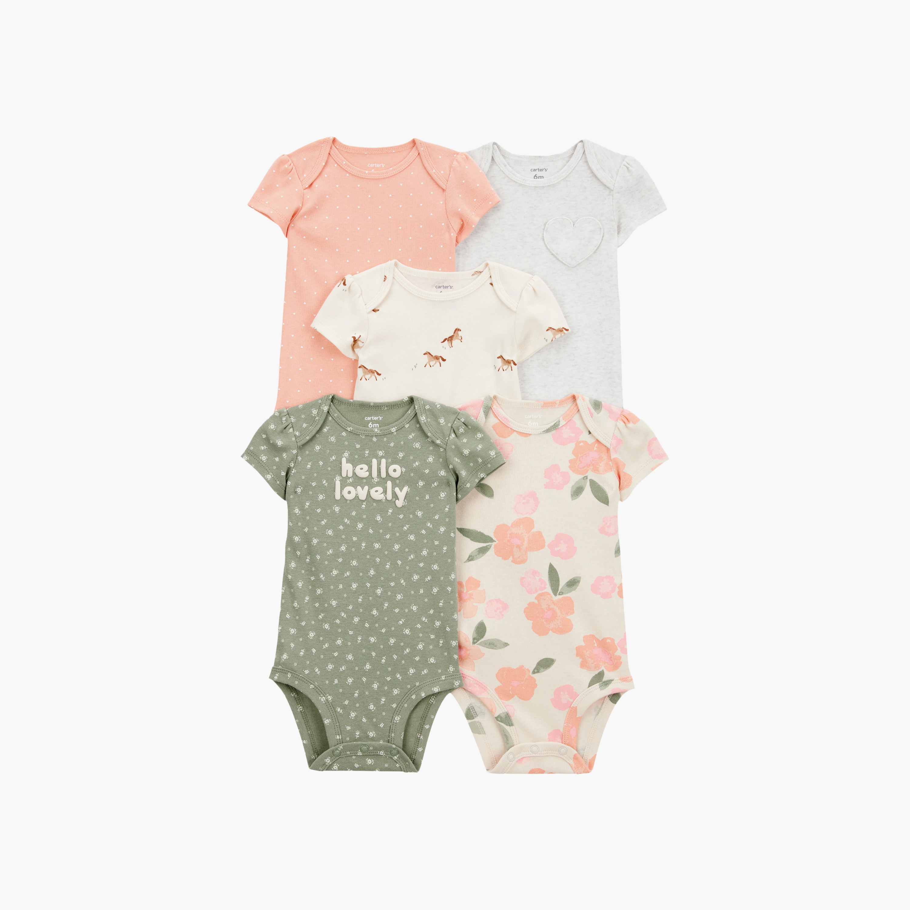 طقم بودي سوت بطبعة حصان مكون من 5 قطع من كارترز-baby-girls-clothing-bodysuits-image-1