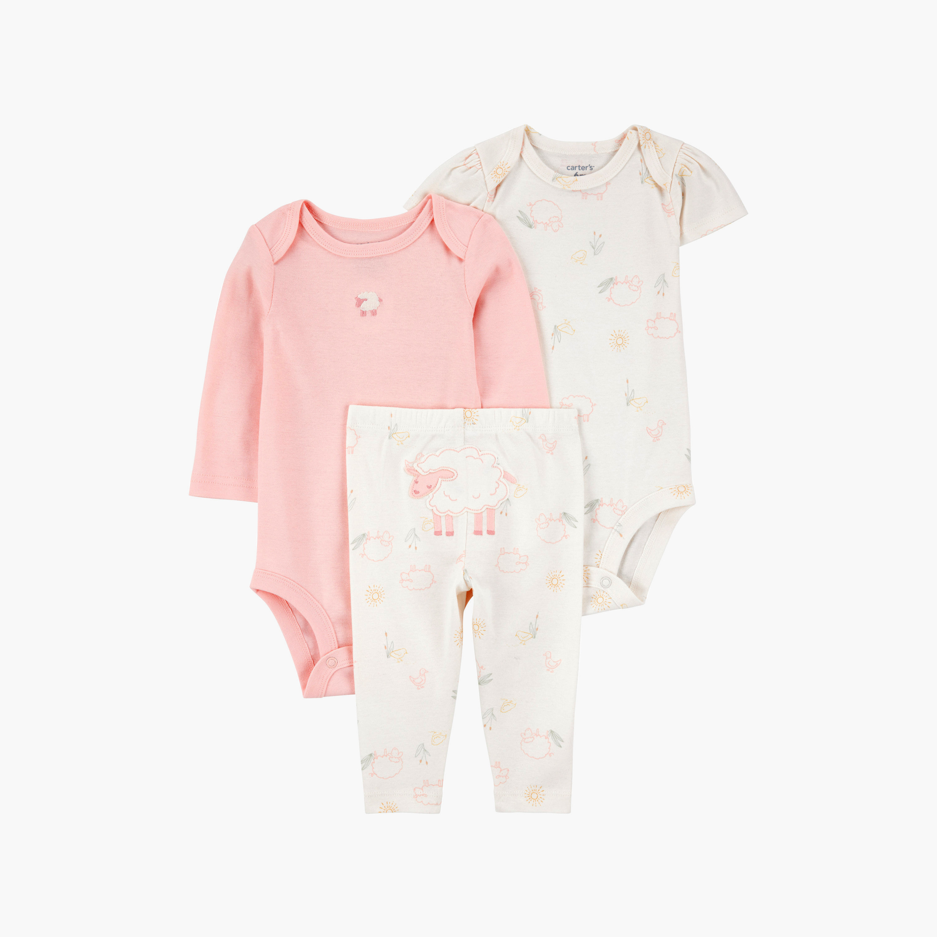 طقم ملابس صغيرة بتطريز خروف مكون من 3 قطع من كارترز-baby-girls-clothing-setsandcoords-image-1