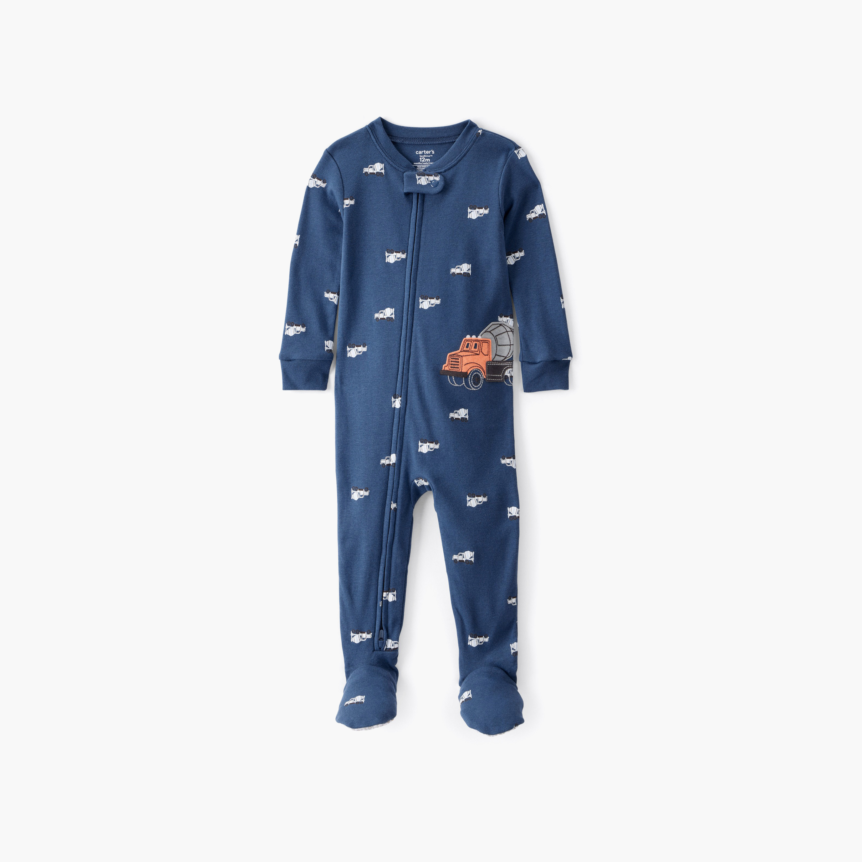 سالوبيت نوم (أوفرول) مطرز بأكمام طويلة وسحاب من كارترز-baby-boys-clothing-nightwear-sleepsuits-image-1