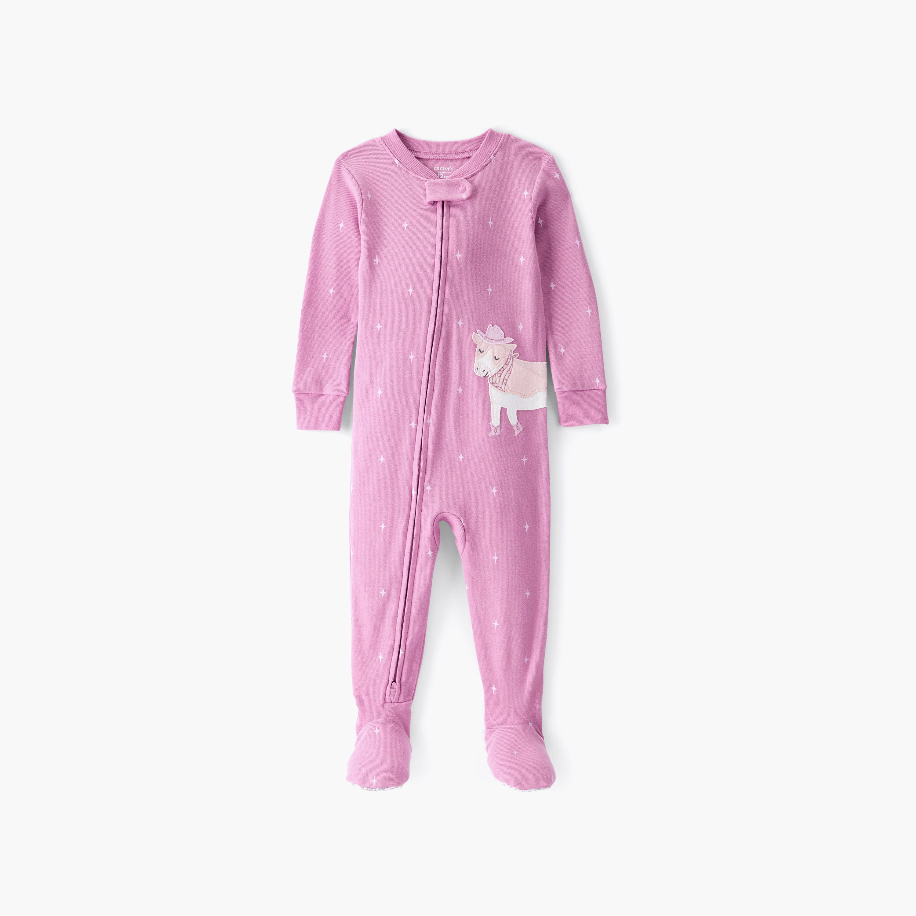Carter's Embroidered Long Sleeves Zipper Sleepsuit-baby-girls-clothing-nightwear-sleepsuits-image-1