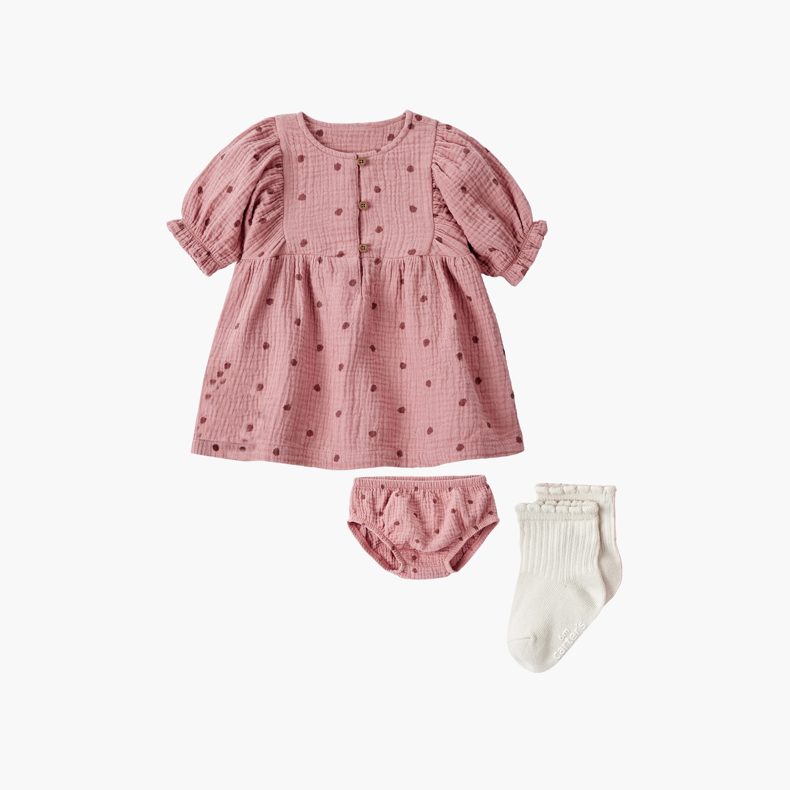 Carter's Short Ruffle Sleeves Dress with Bloomer & Socks-baby-girls-clothing-dressesandjumpsuits-image-1
