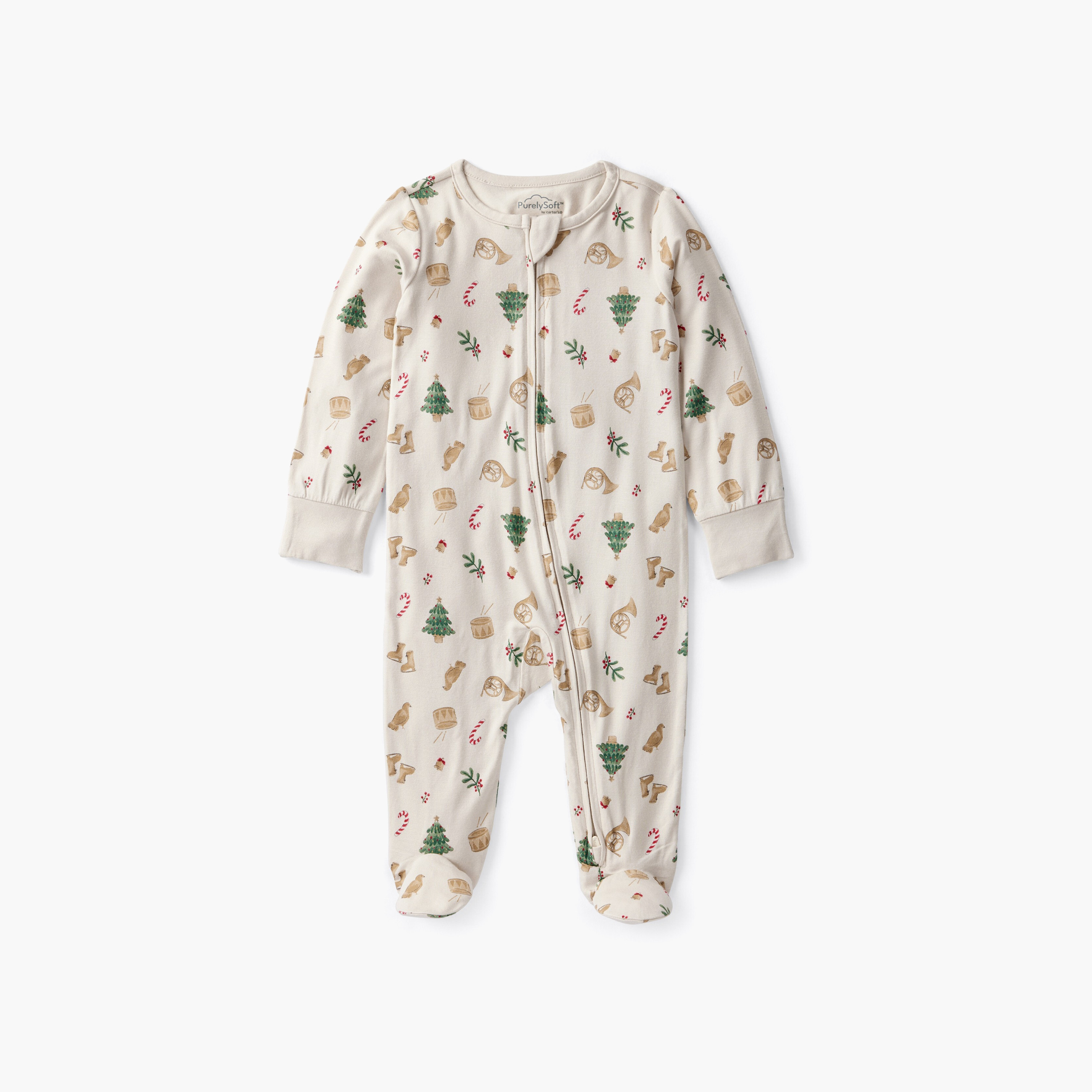سالوبيت نوم (سليب سوت) بأكمام طويلة وسحاب ونقشة الأعياد من كارترز-baby-boys-clothing-nightwear-sleepsuits-image-1