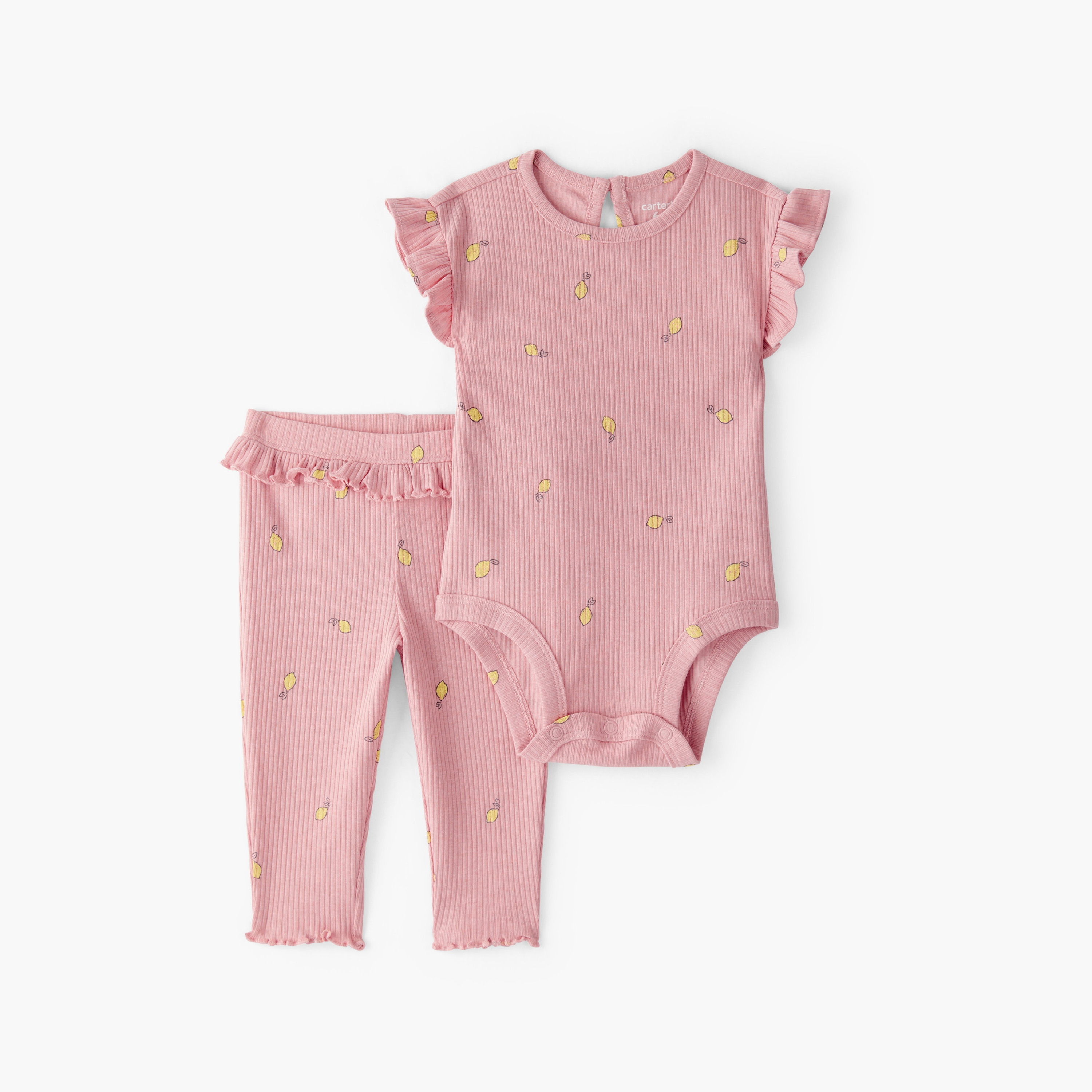 Carter's Sleeveless Lemon Printed Bodysuit & Leggings Set-baby-girls-clothing-setsandcoords-image-1
