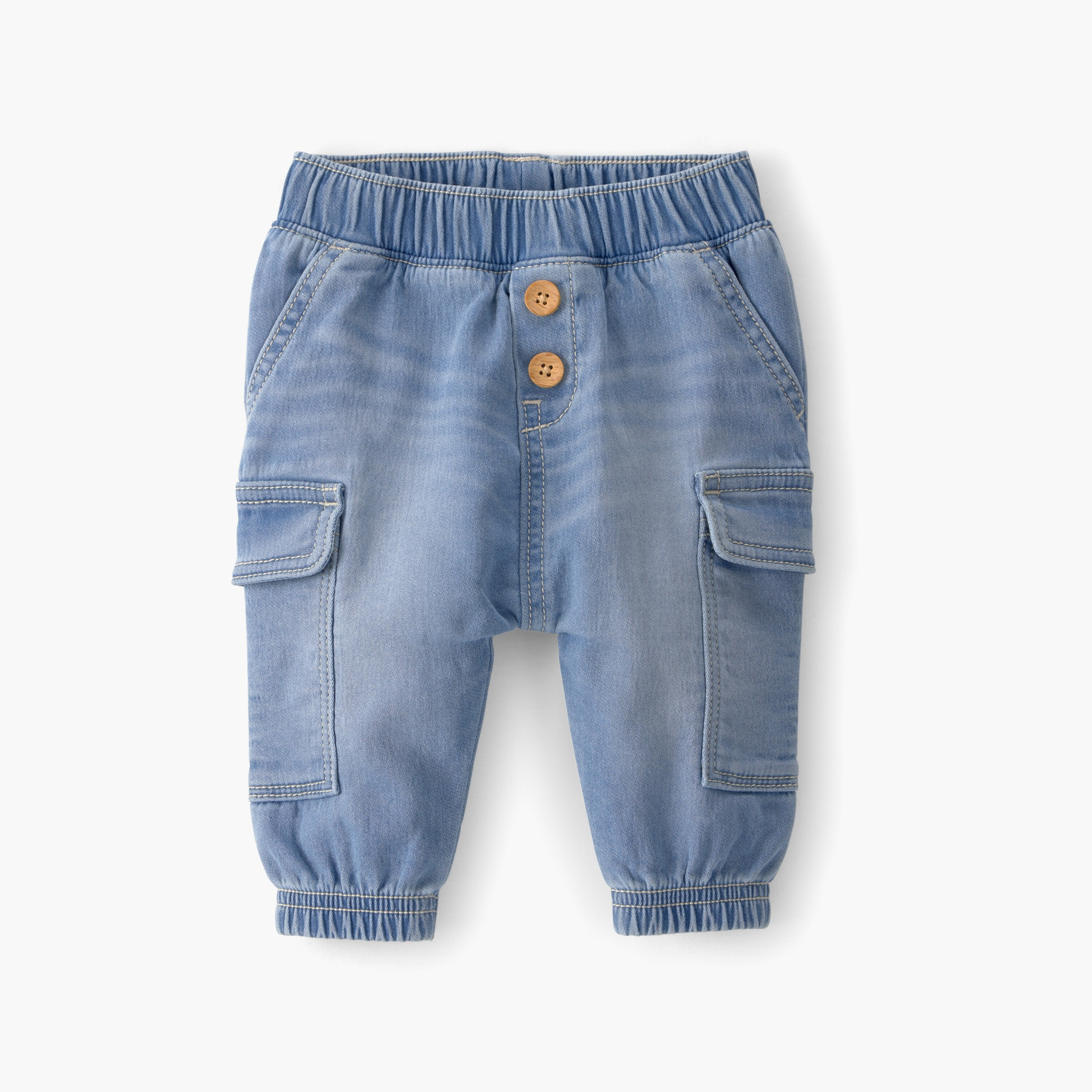 Carter's Side Pocket Elasticated Denim Joggers-baby-boys-clothing-bottoms-joggersandtrackpants-image-1