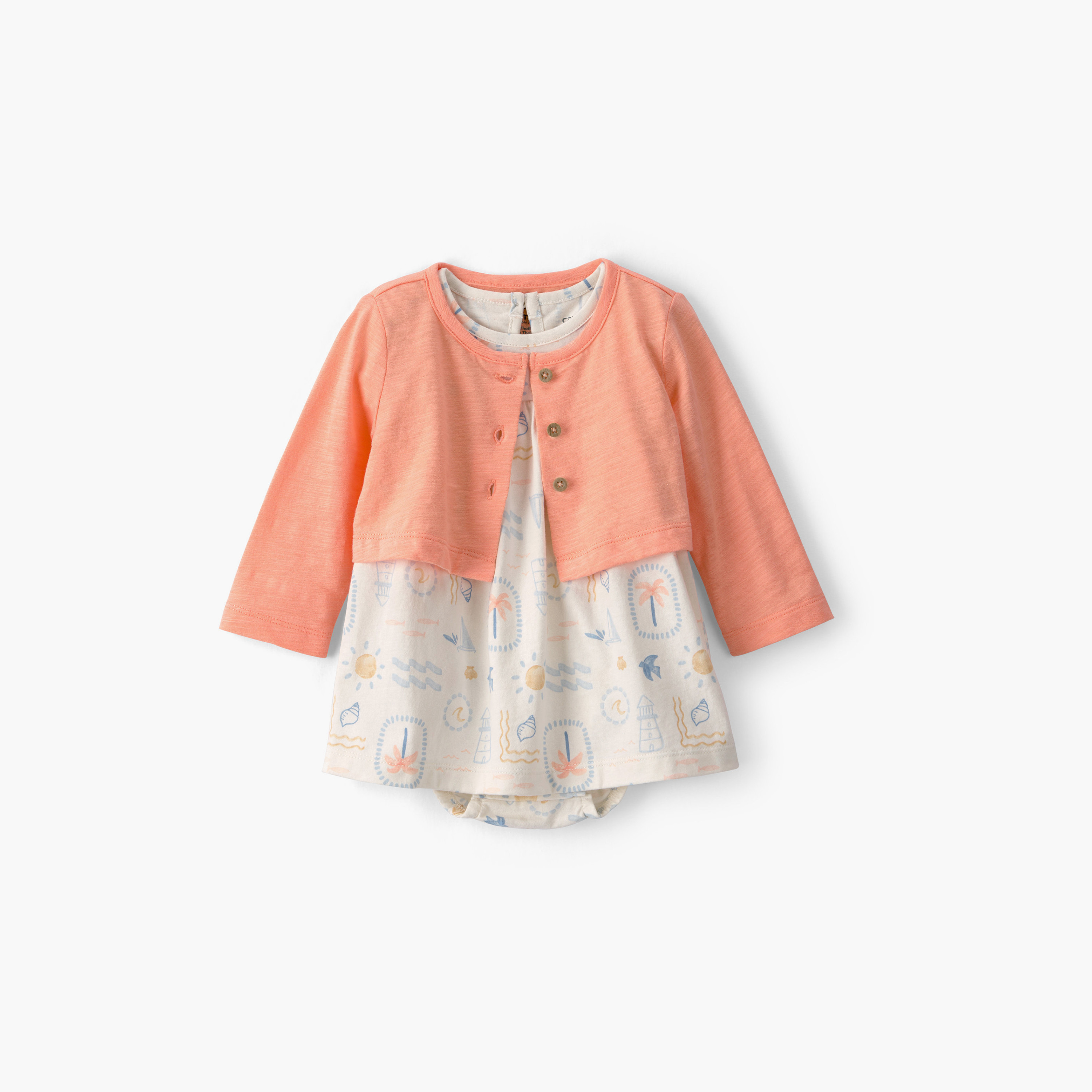 طقم مكون من بودي سوت مطبوع وكارديجان سادة قطعتين من كارترز-baby-girls-clothing-setsandcoords-image-1