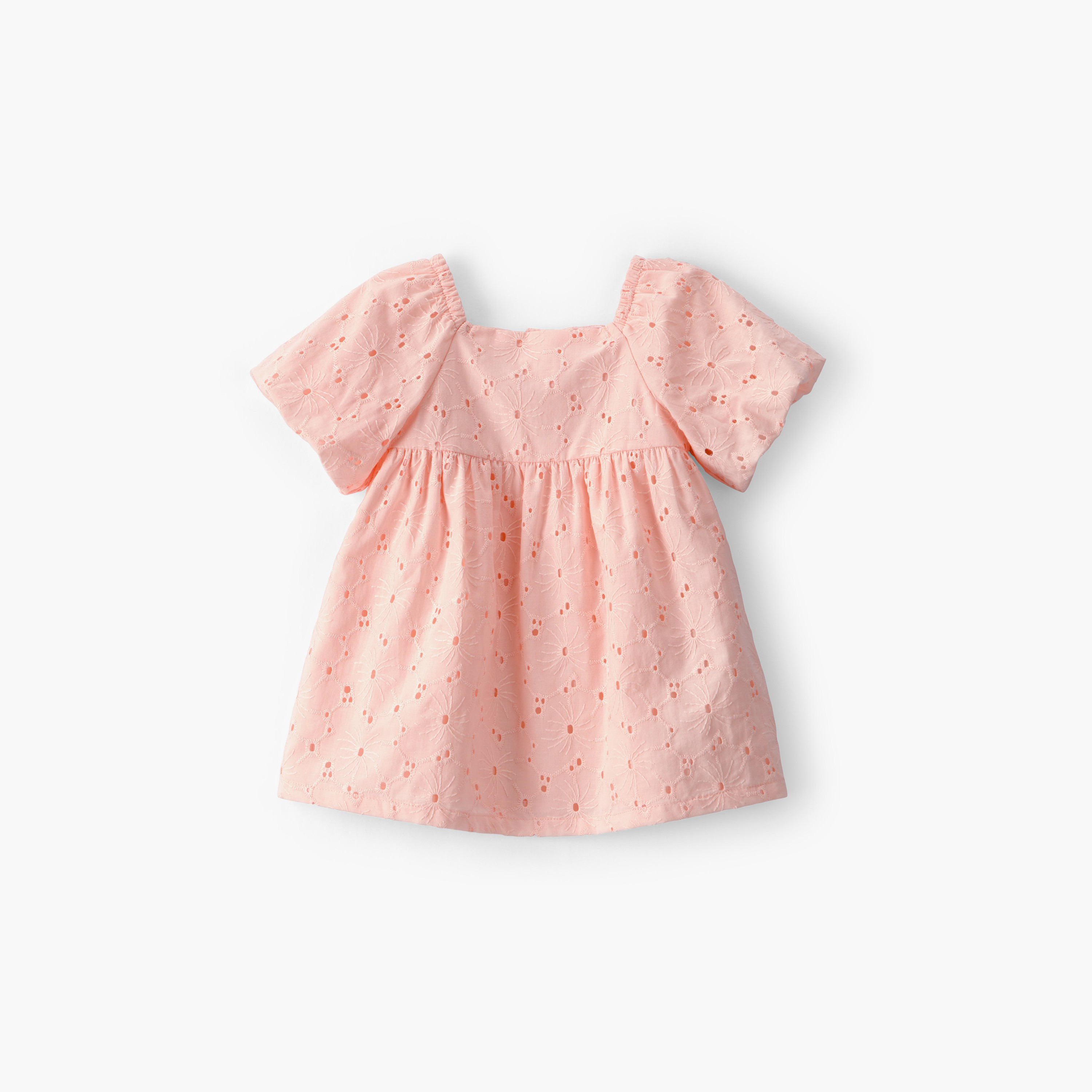 فستان بتصميم "آيليت" مفرغ وأكمام قصيرة مع سروال تحتي (بلومرز) من كارترز-baby-girls-clothing-dressesandjumpsuits-image-1