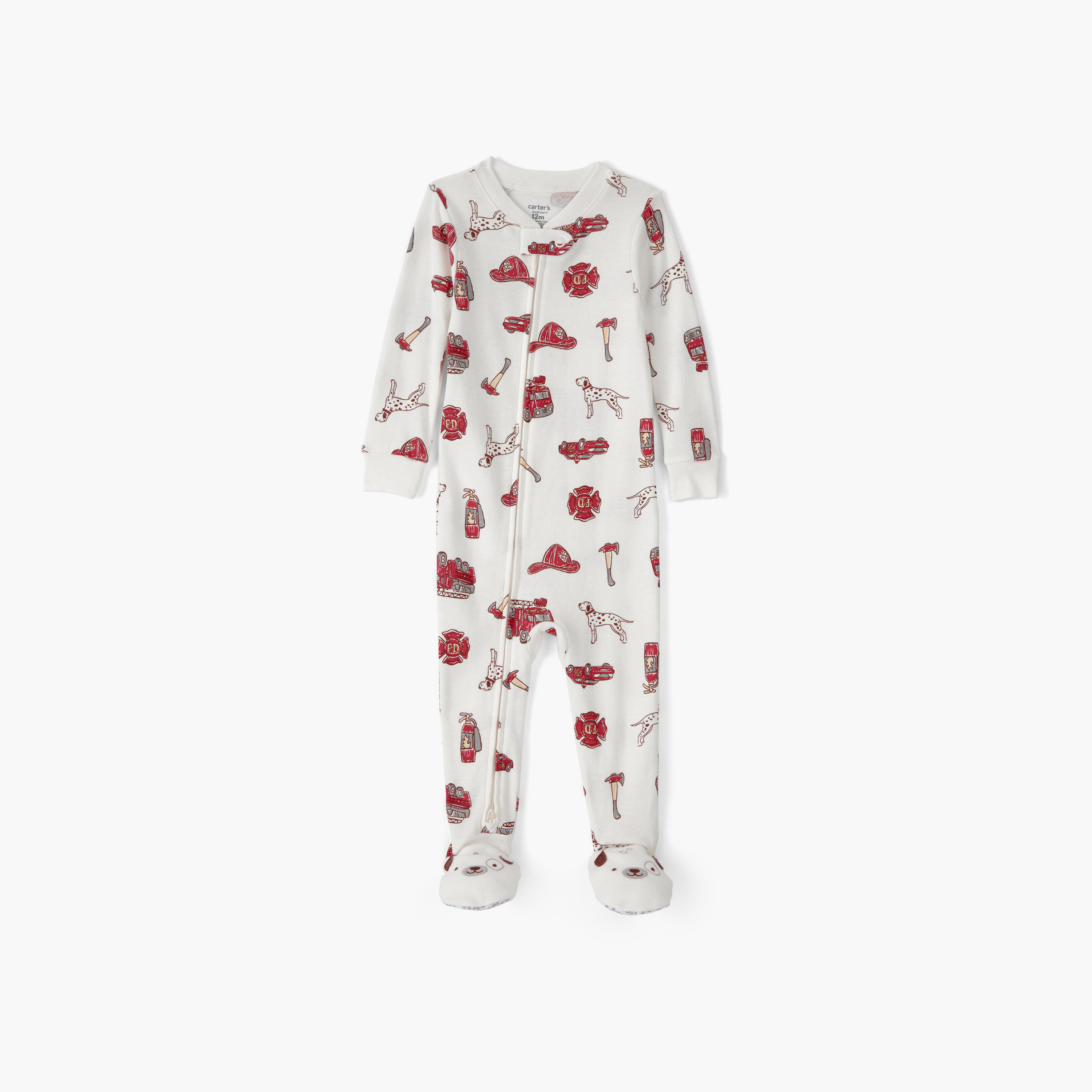 Carter's Firetruck 2-Way Zipped Sleepsuit-baby-boys-clothing-nightwear-sleepsuits-image-1