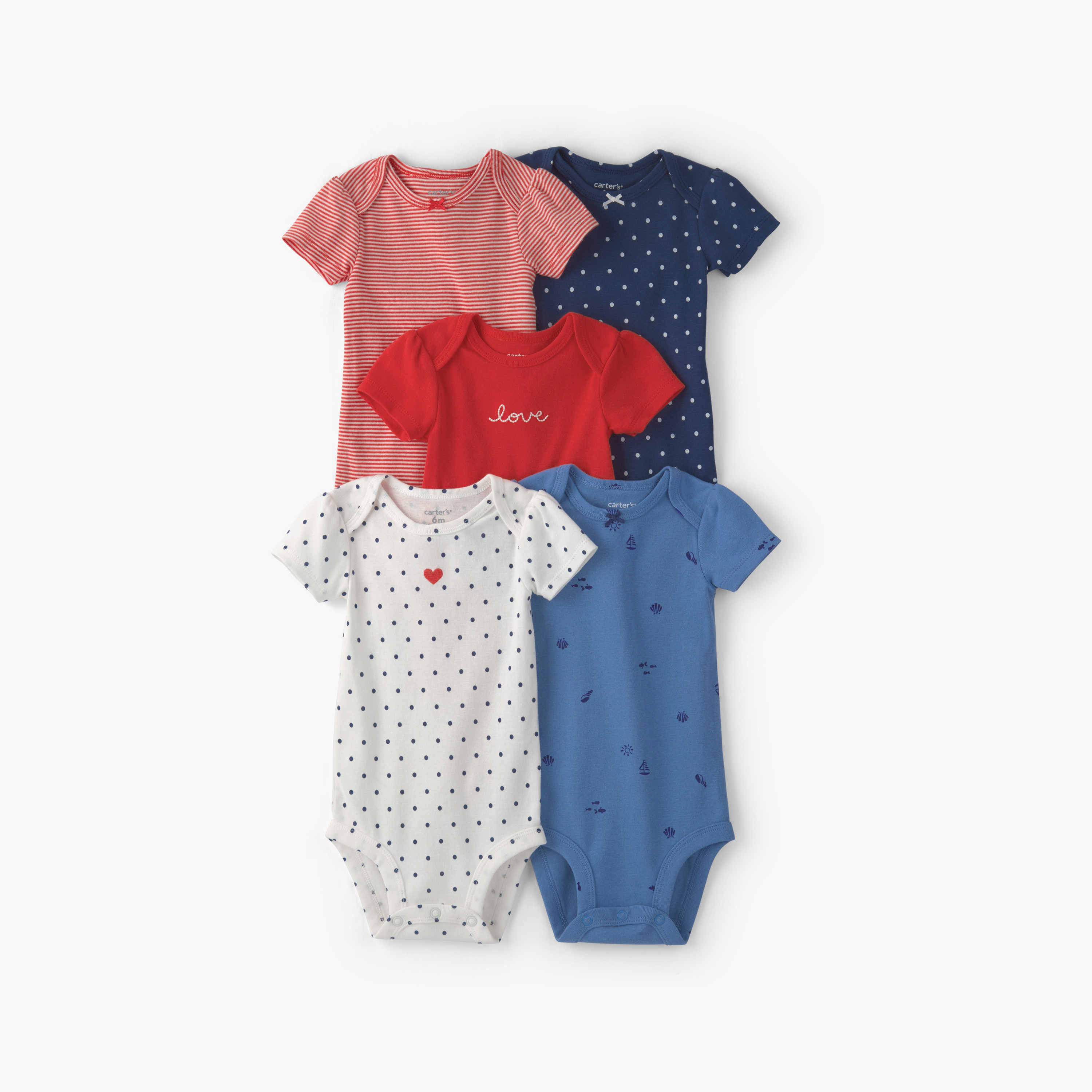 Carter's 5-Piece Dots Printed Bodysuit Set-baby-girls-clothing-bodysuits-image-1