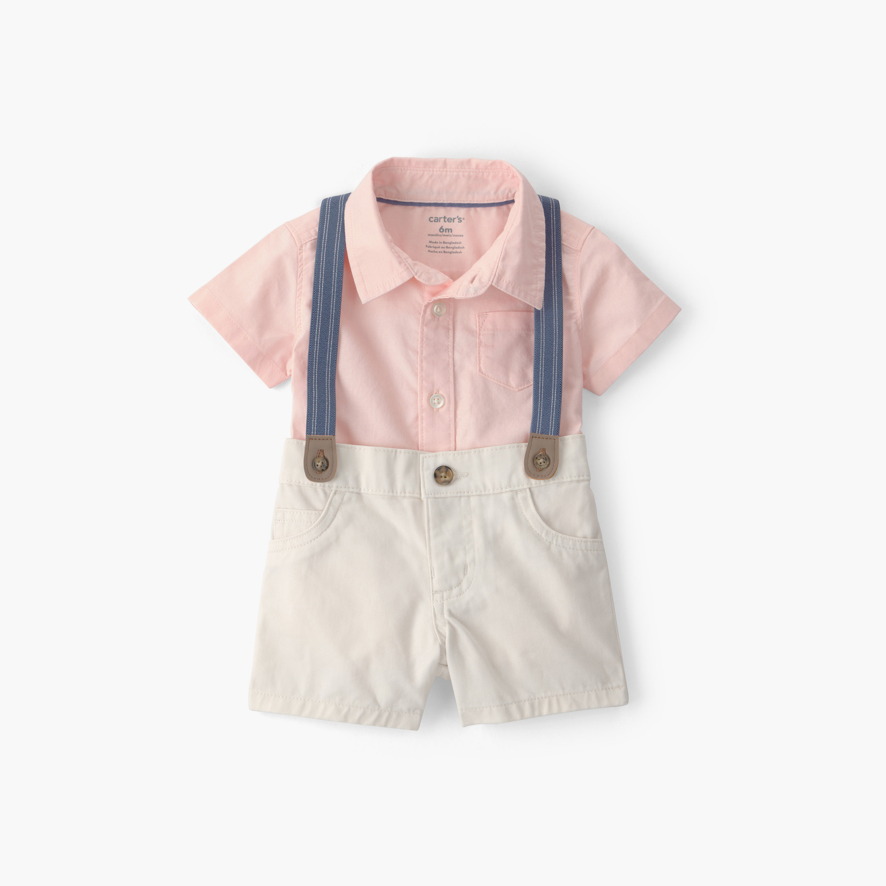Carter's 2-Piece Short Sleeves Solid Collared Bodysuit & Jumper Set-baby-boys-clothing-setsandcoords-image-1