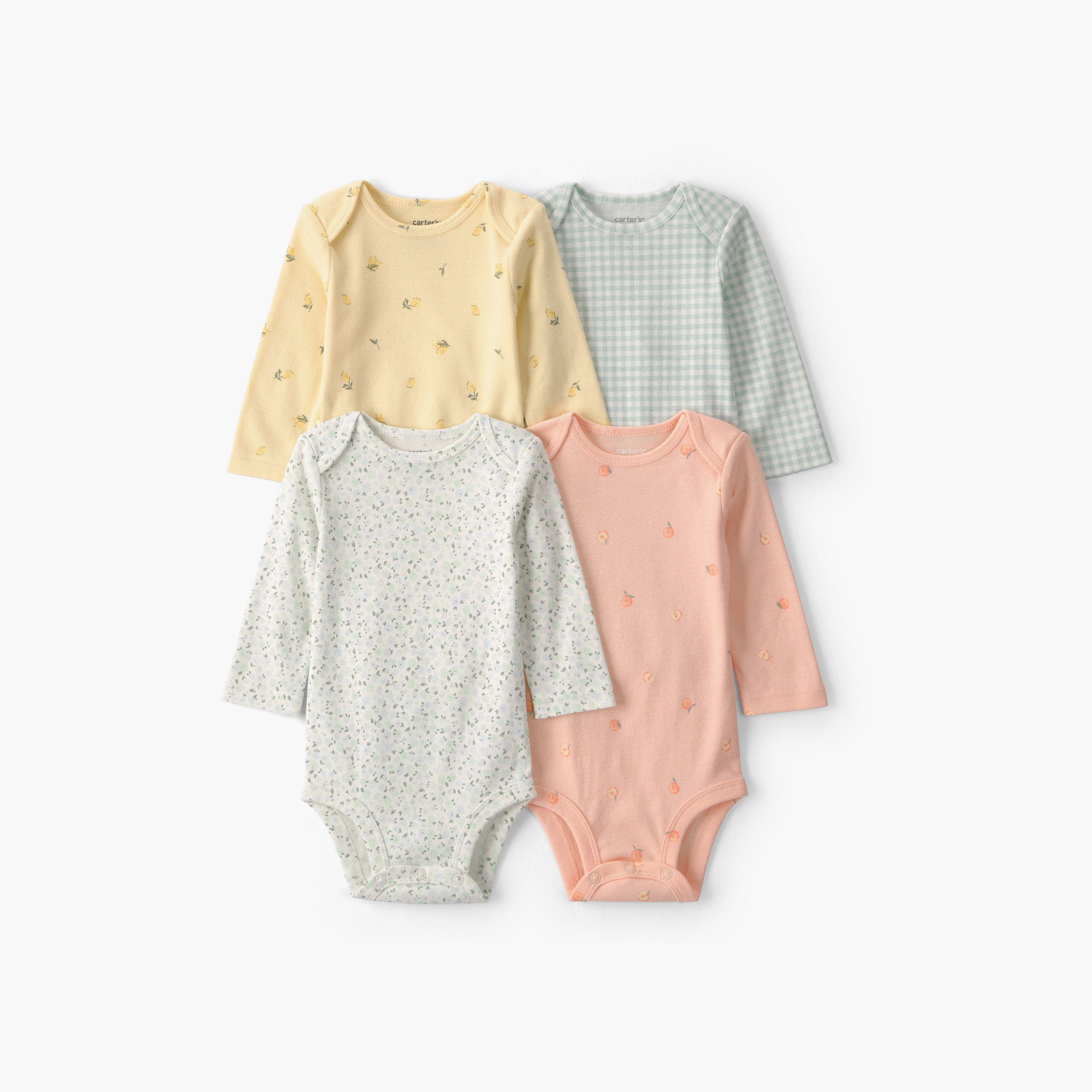 Carter's 4-Piece Fruit Floral Printed Bodysuit Set-baby-girls-clothing-bodysuits-image-2