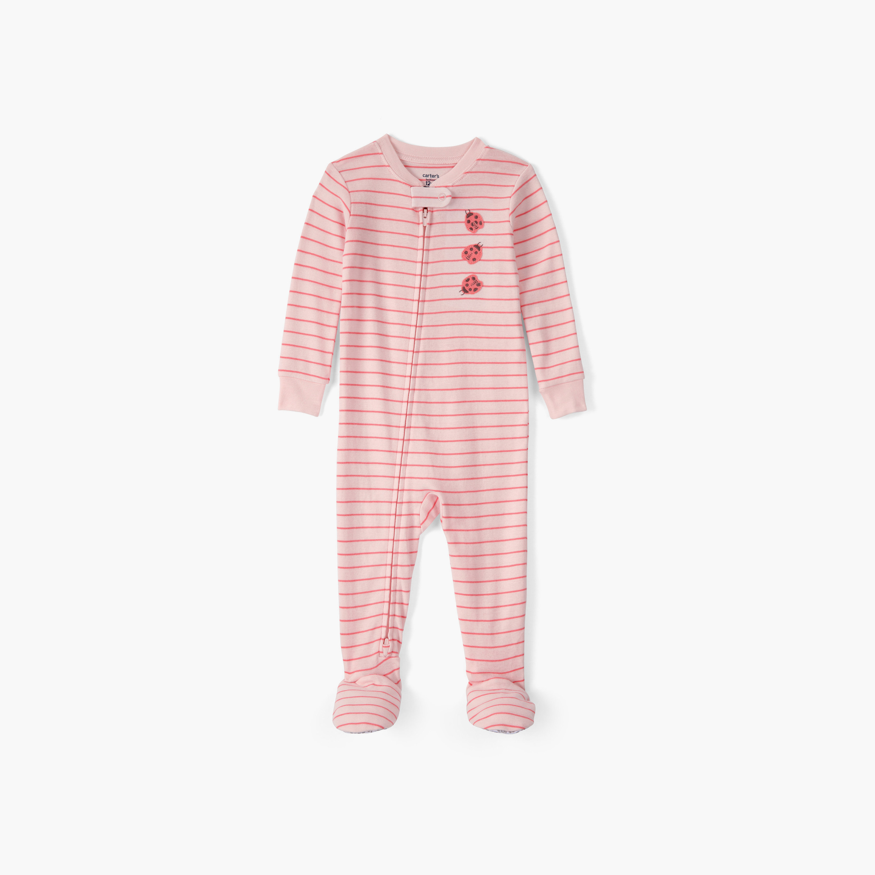 بدلة نوم (سليب سوت) مخططة بطبعة الدعسوقة من كارترز-baby-girls-clothing-nightwear-sleepsuits-image-1
