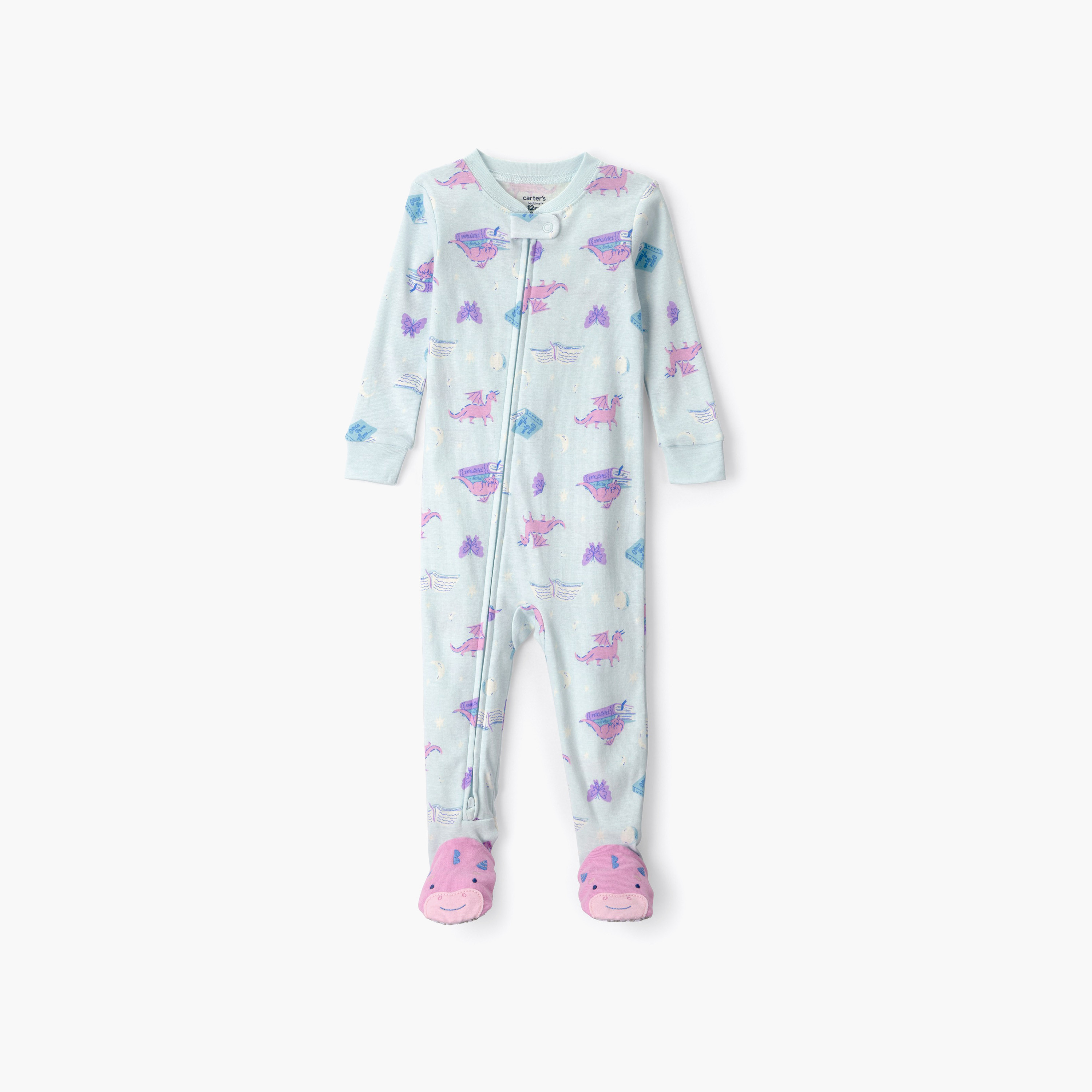 سالوبيت نوم (أوفرول) مطبوع بأكمام طويلة وسحاب من كارترز-baby-girls-clothing-nightwear-sleepsuits-image-1