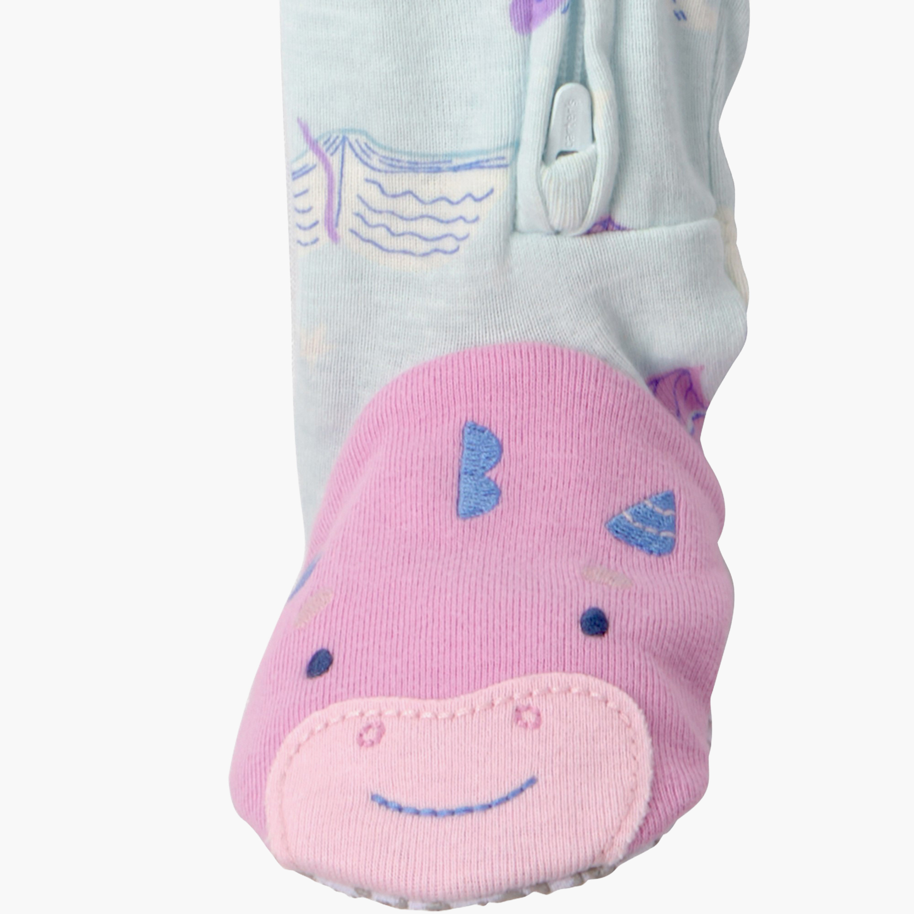 Carter's Printed Long Sleeves Zipper Sleepsuit-baby-girls-clothing-nightwear-sleepsuits-image-4