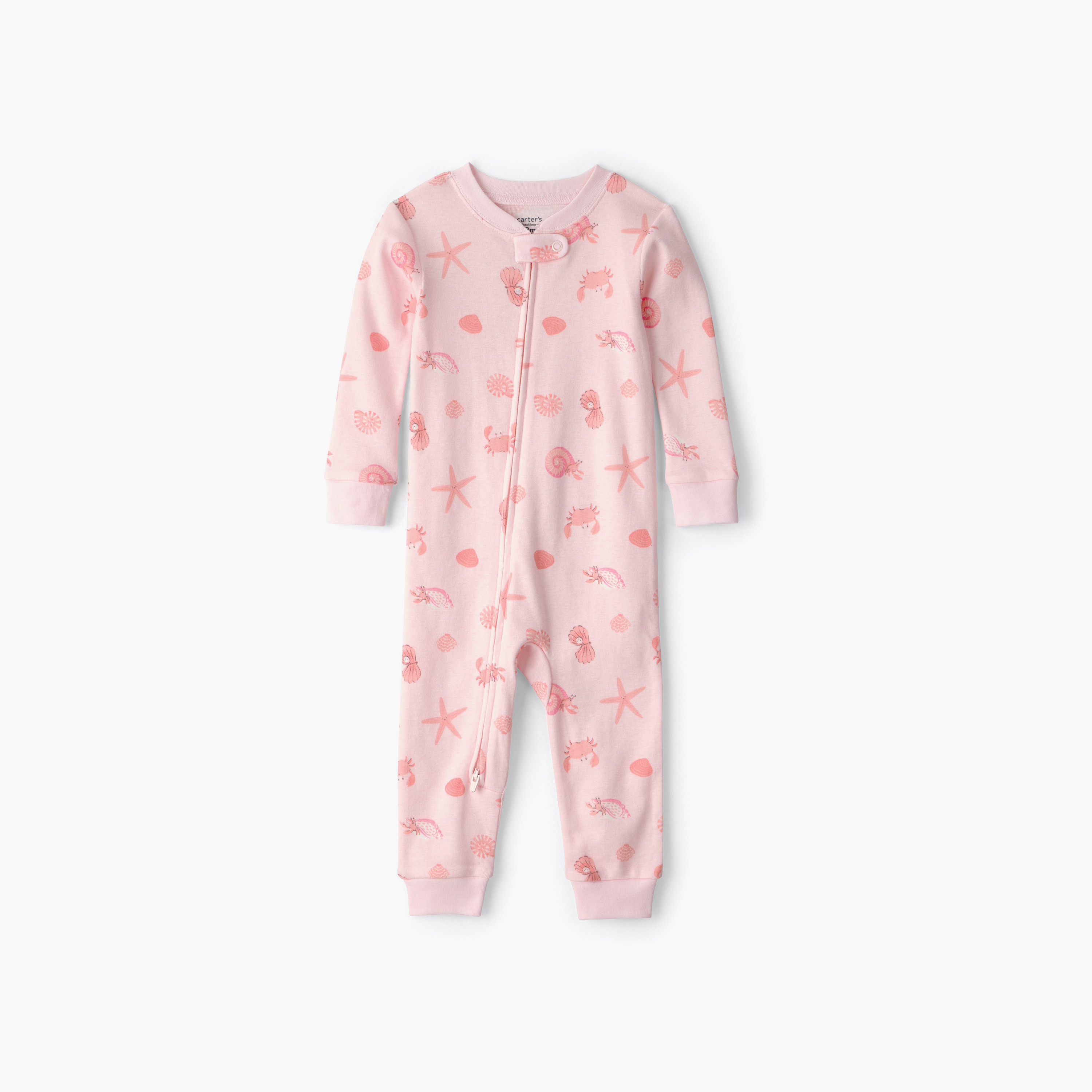 سالوبيت نوم (أوفرول) مطبوع بأكمام طويلة وسحاب من كارترز-baby-girls-clothing-nightwear-sleepsuits-image-1