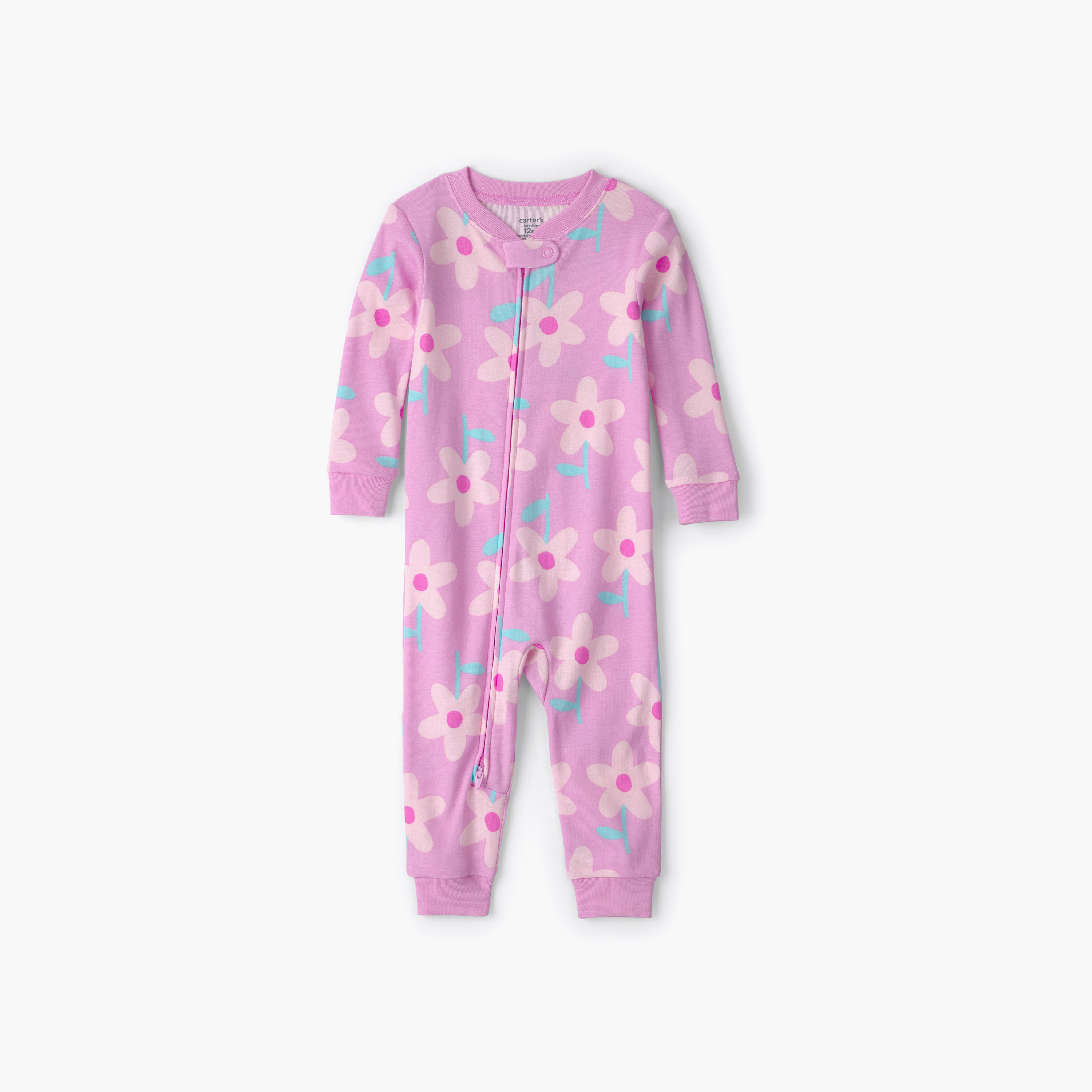 Carter's Floral Long Sleeves Zipper Sleepsuit-baby-girls-clothing-nightwear-sleepsuits-image-1