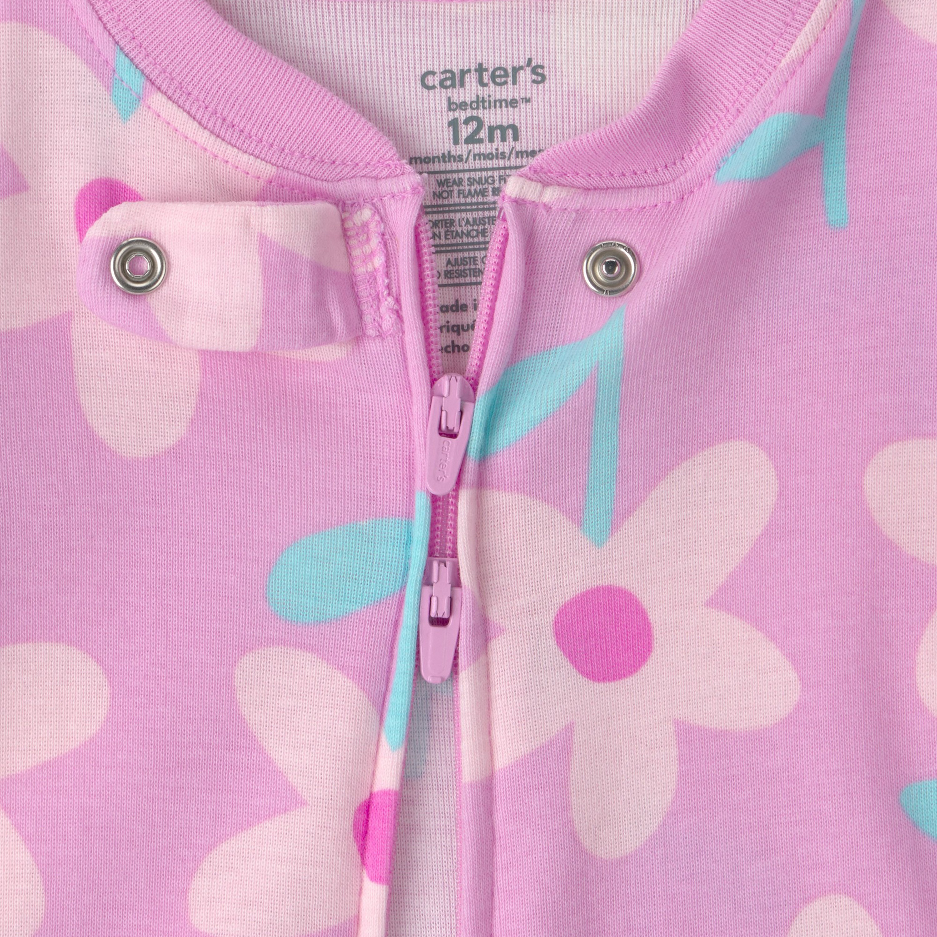 Carter's Floral Long Sleeves Zipper Sleepsuit-baby-girls-clothing-nightwear-sleepsuits-image-3