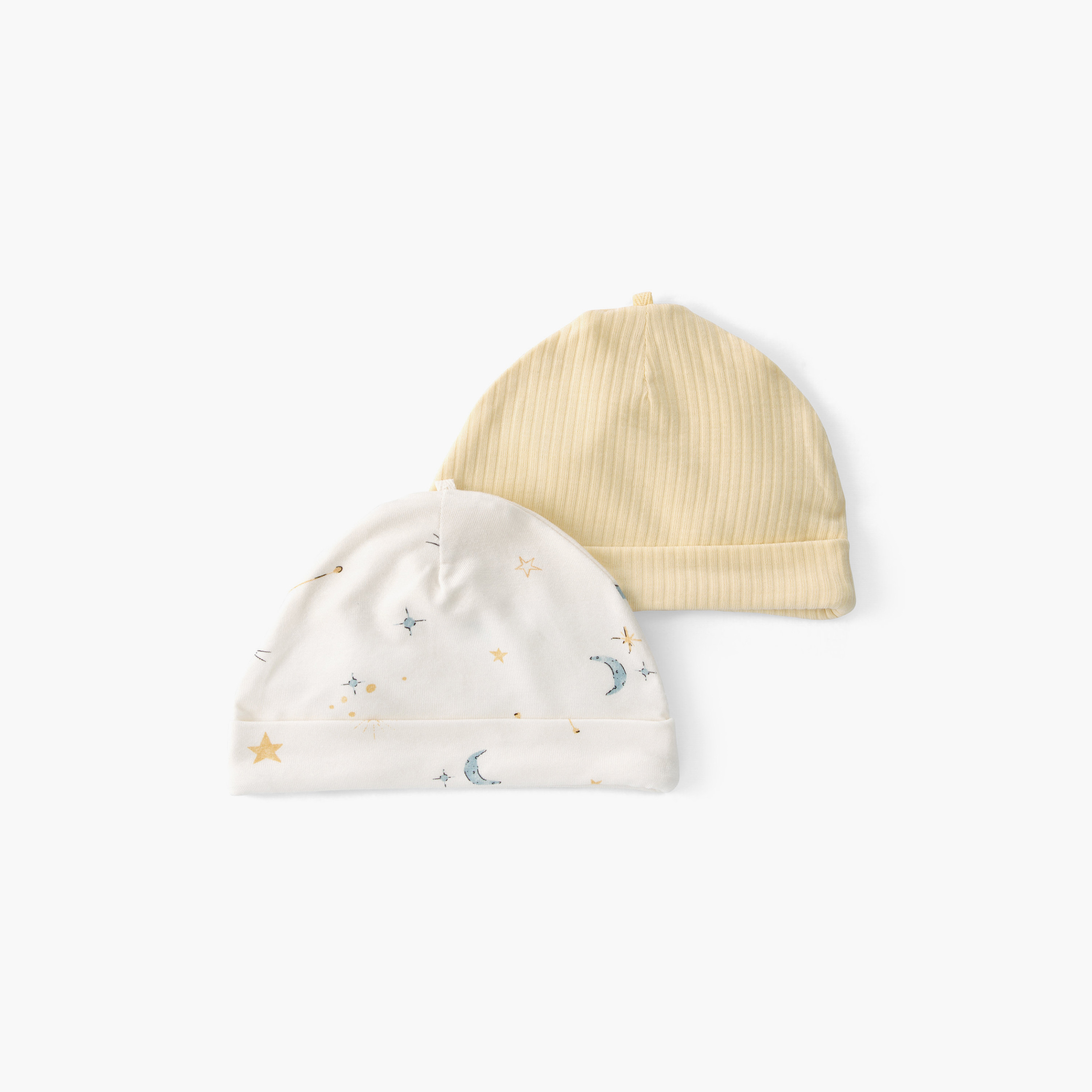 Purely Soft 2-Piece Neutral Constellation Print Cap-baby-boys-accessories-caps-image-1