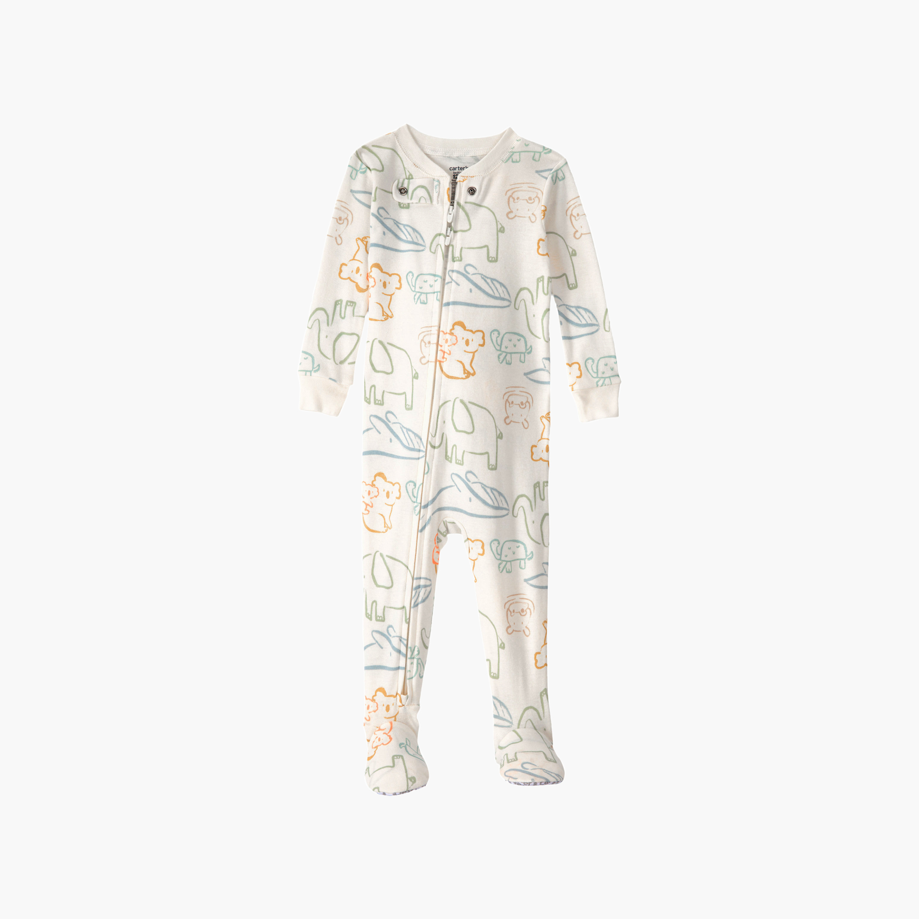 Carter's Elephant 2-Way Zipped Sleepsuit-baby-boys-clothing-nightwear-sleepsuits-image-1