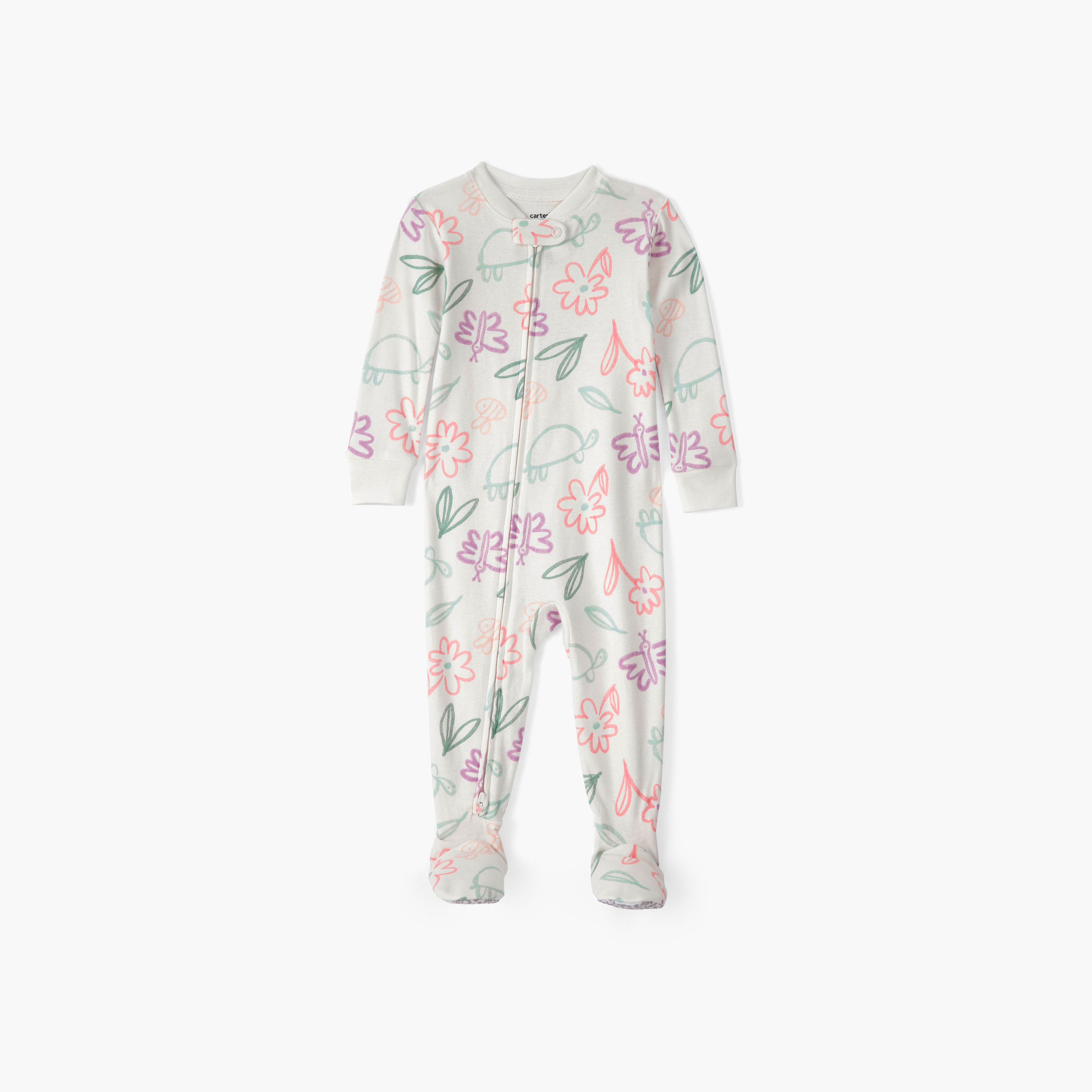 بدلة نوم (سليب سوت) بطبعة زهور الربيع بسحاب باتجاهين من كارترز-baby-girls-clothing-nightwear-sleepsuits-image-1