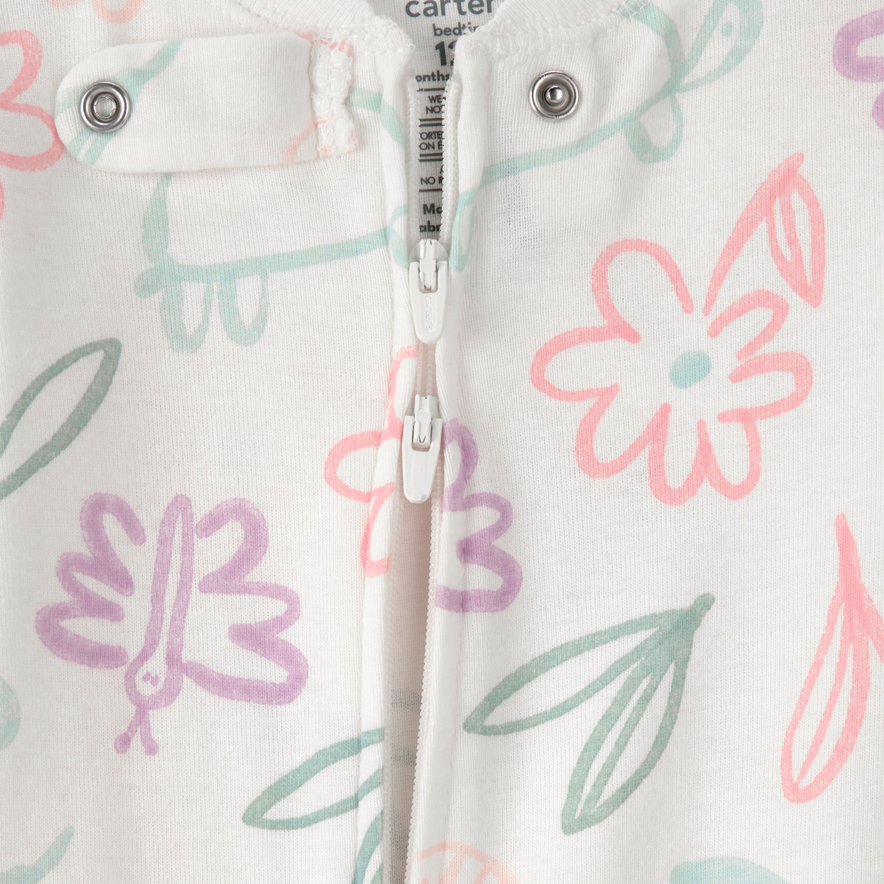 Carter's Spring Floral 2-Way Zipped Sleepsuit-baby-girls-clothing-nightwear-sleepsuits-image-2