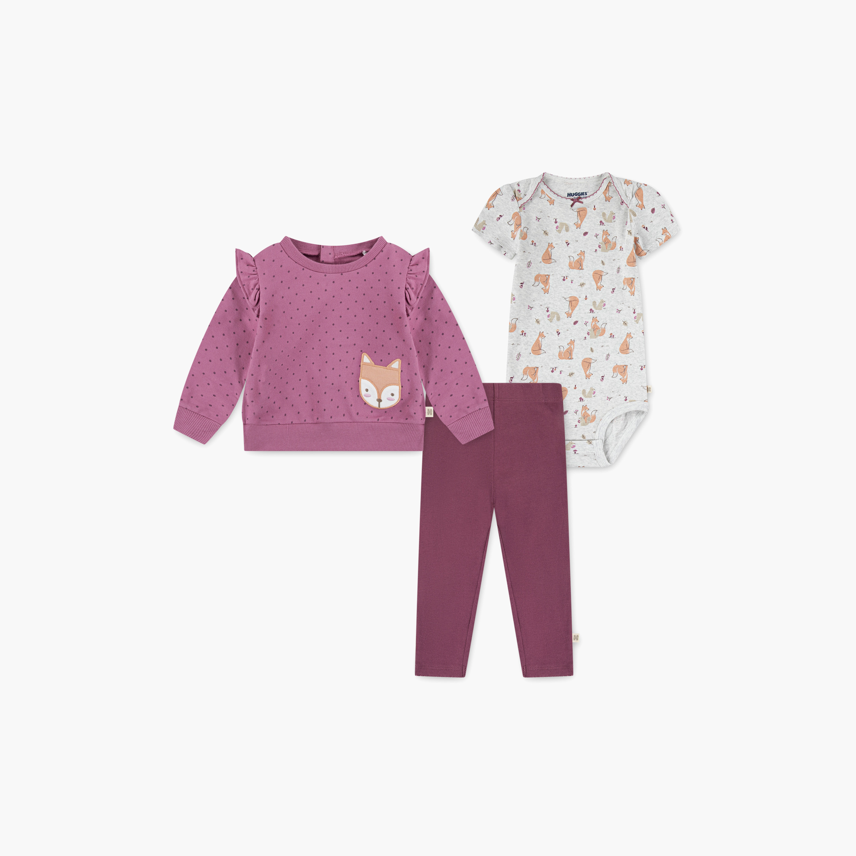Huggies Printed Long Sleeves Bodysuit, Top with Pants-baby-girls-clothing-setsandcoords-image-1