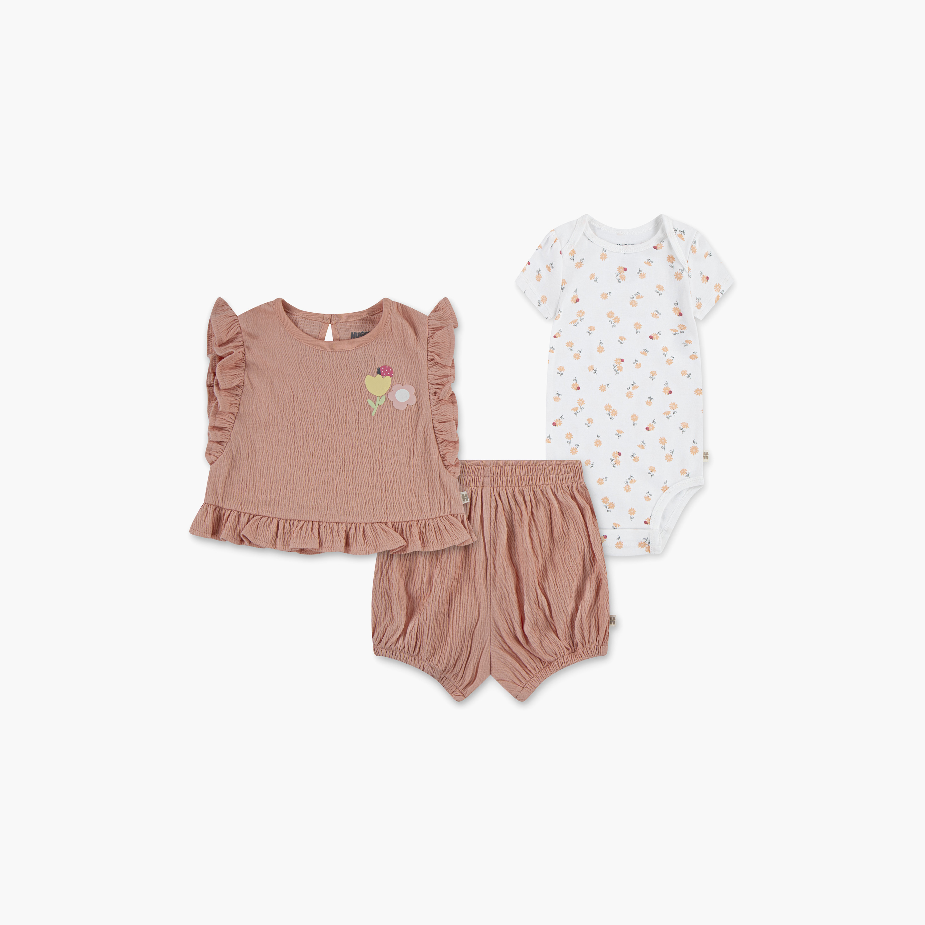 Huggies 3-Piece Floral Printed Bodysuit, Top with Shorts-baby-girls-clothing-setsandcoords-image-1