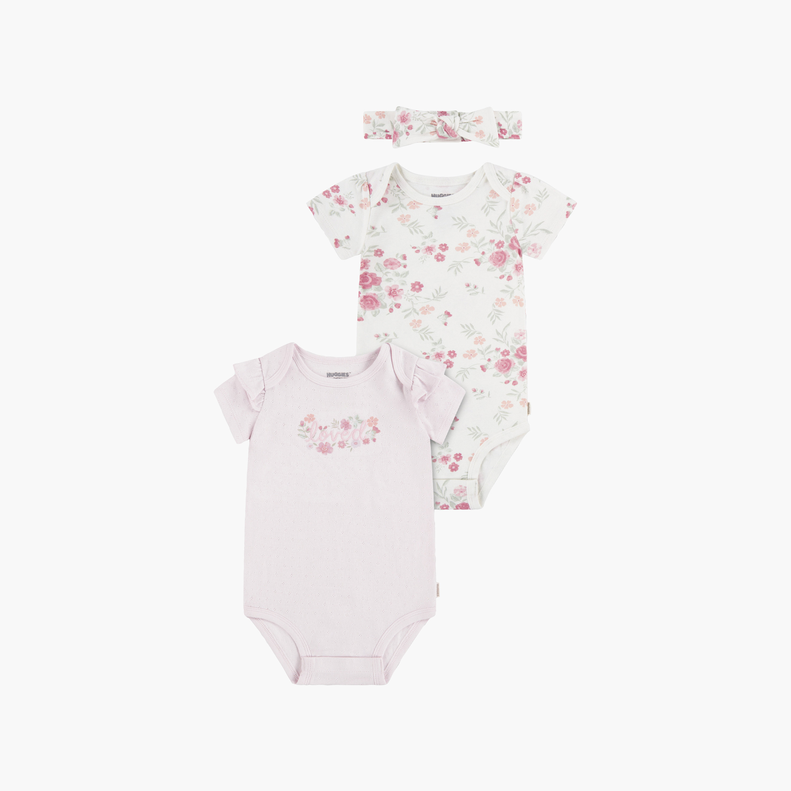طقم بودي سوت مطرز بأكمام قصيرة مع عصابة رأس (قطعتان) من هاجيز-baby-girls-clothing-bodysuits-image-1